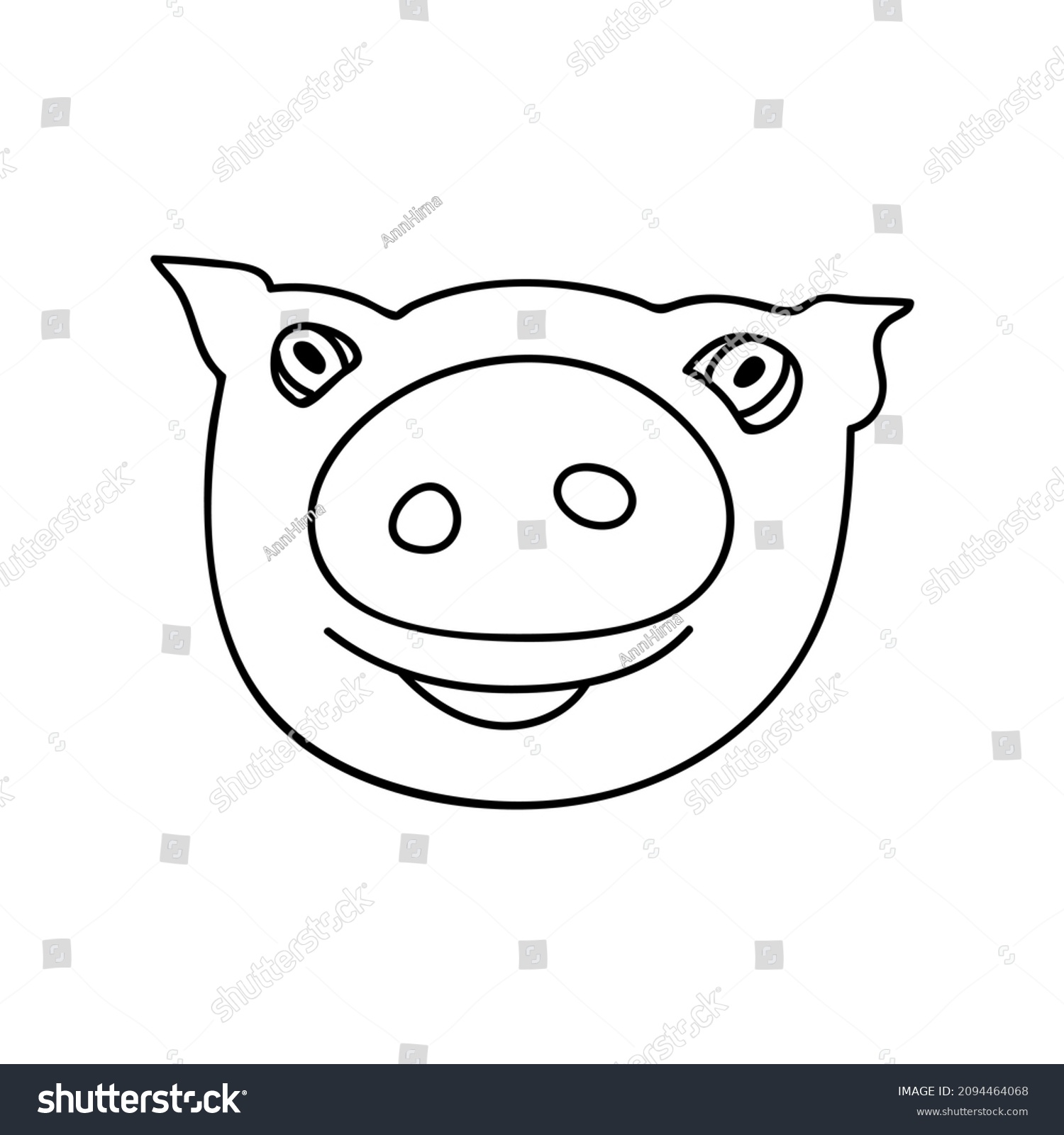 Single Hand Drawn Pigs Head Doodles Stock Vector (Royalty Free ...