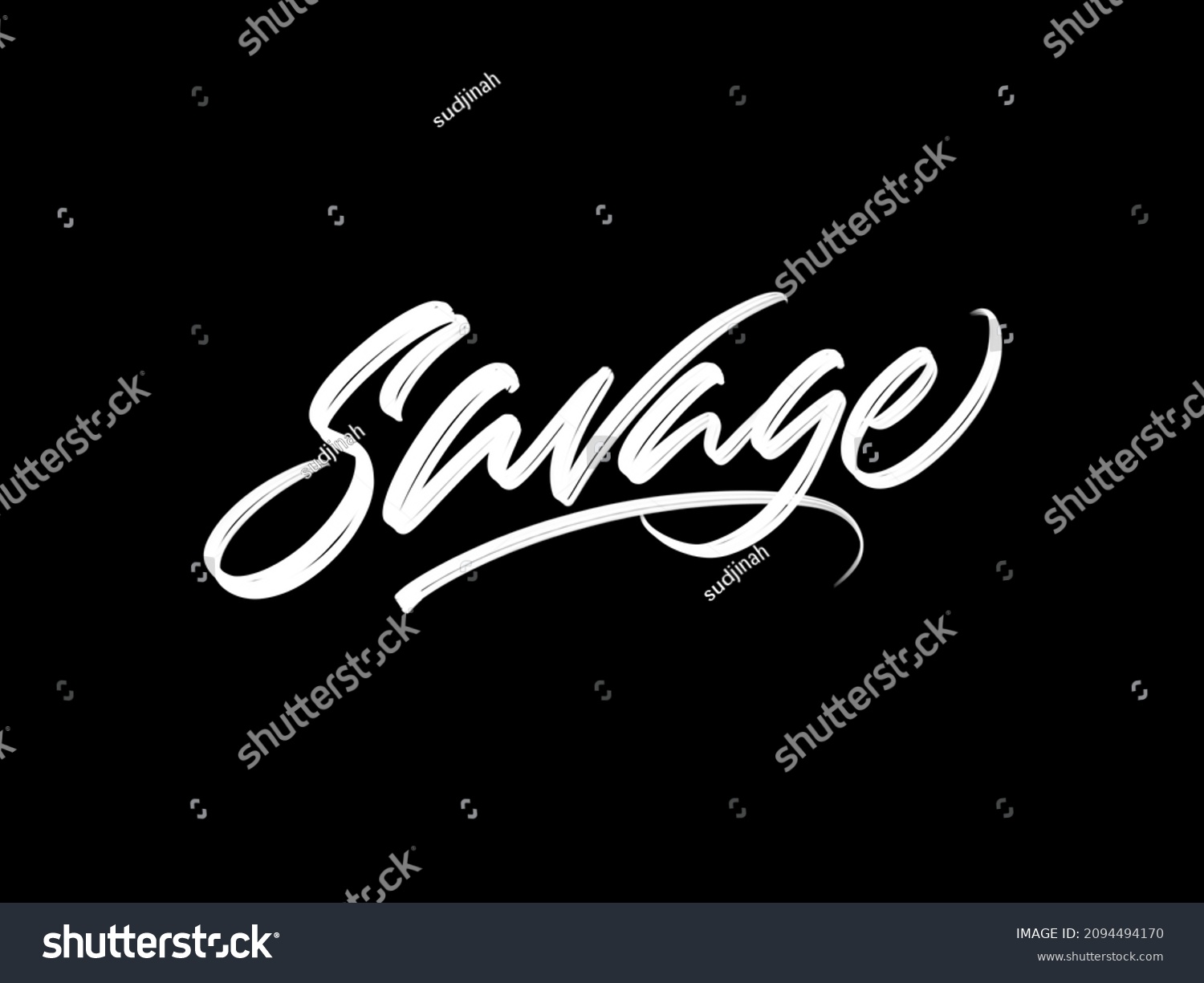 Savage Word Handlettering Calligraphy Brush Textured Stock Illustration ...