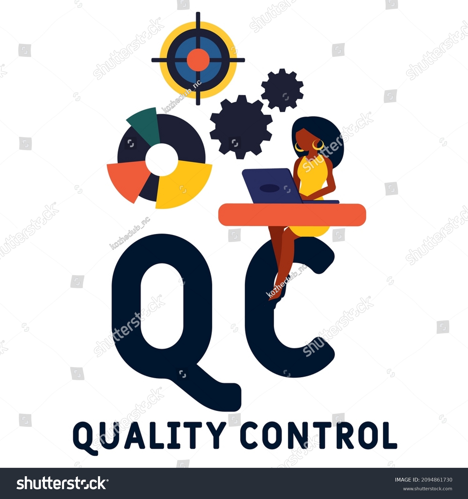 Qc Quality Control Acronym Business Concept Stock Vector (Royalty Free ...