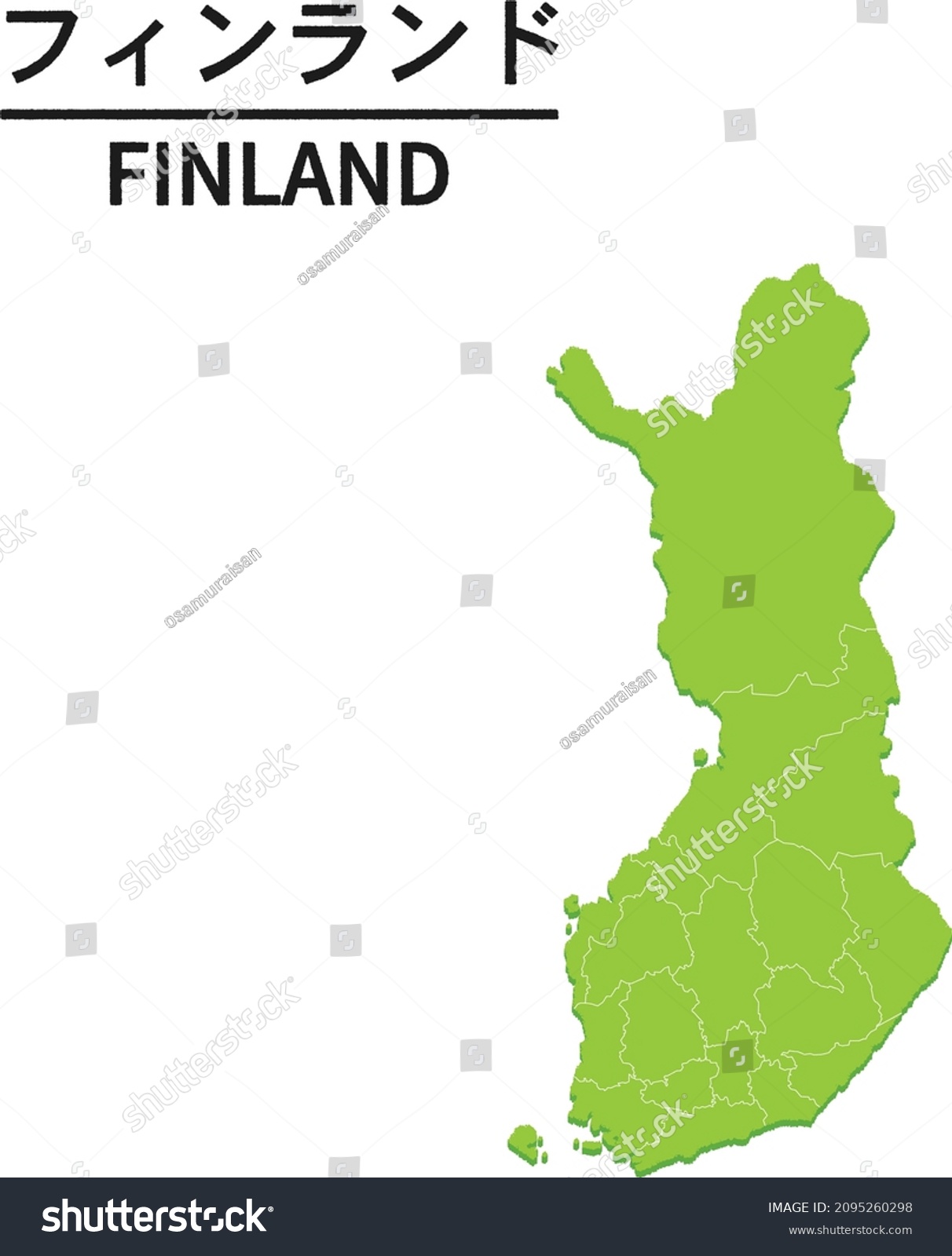 Finland Map District Border World Map Stock Vector Royalty Free   Stock Vector Finland Map With District Border World Map Country Vector Illustration Text Means Finland 2095260298 