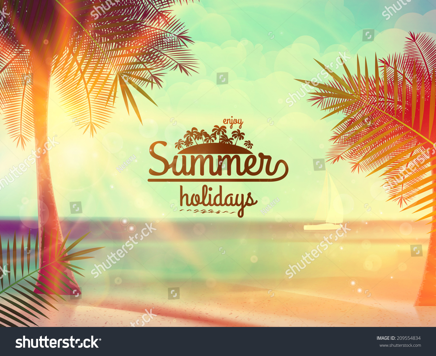 Vintage Poster Tropical Beach Eps10 Stock Vector (Royalty Free ...