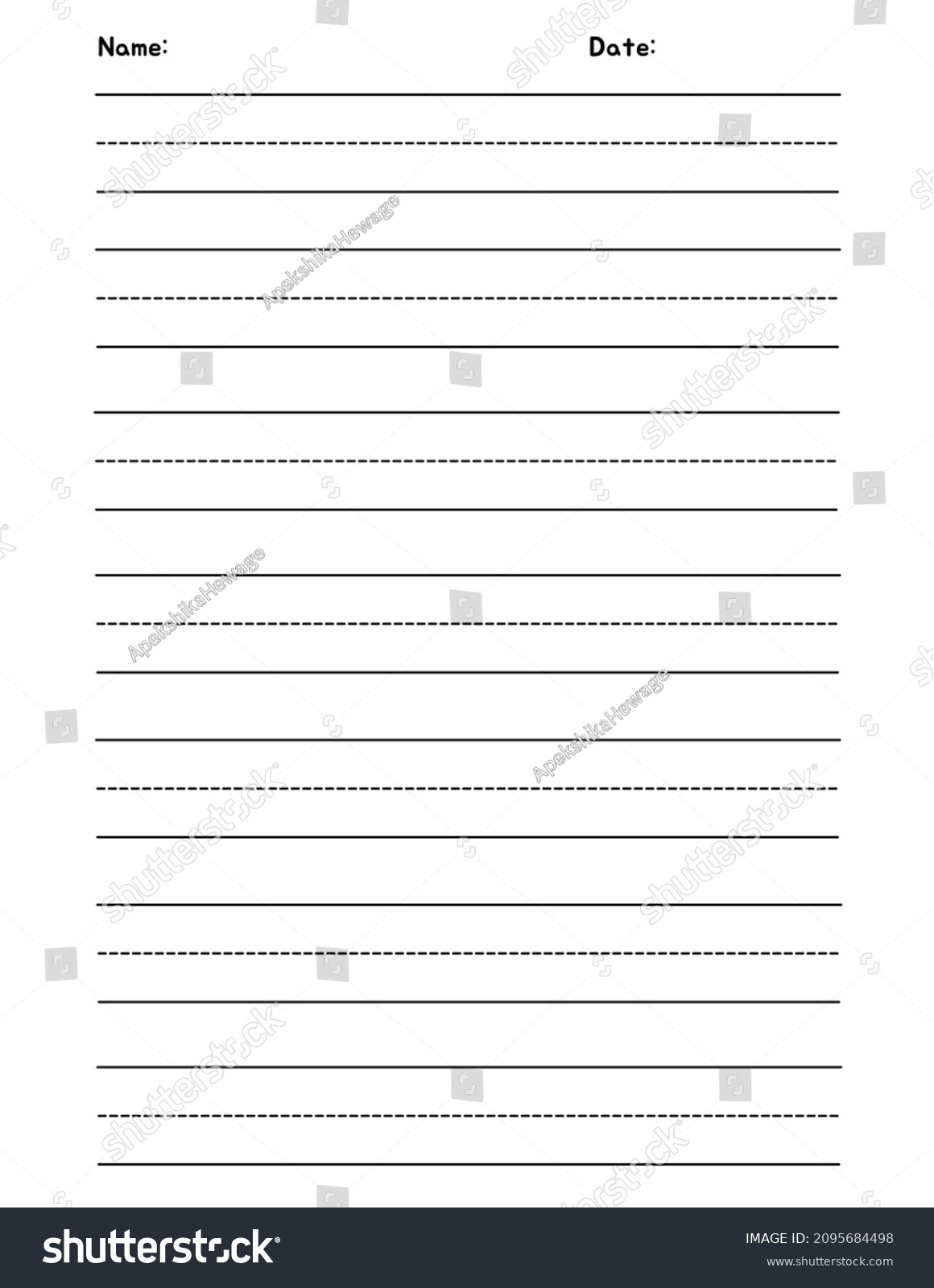 Printable Blank Lined Paper Handwriting Practice Stock Illustration