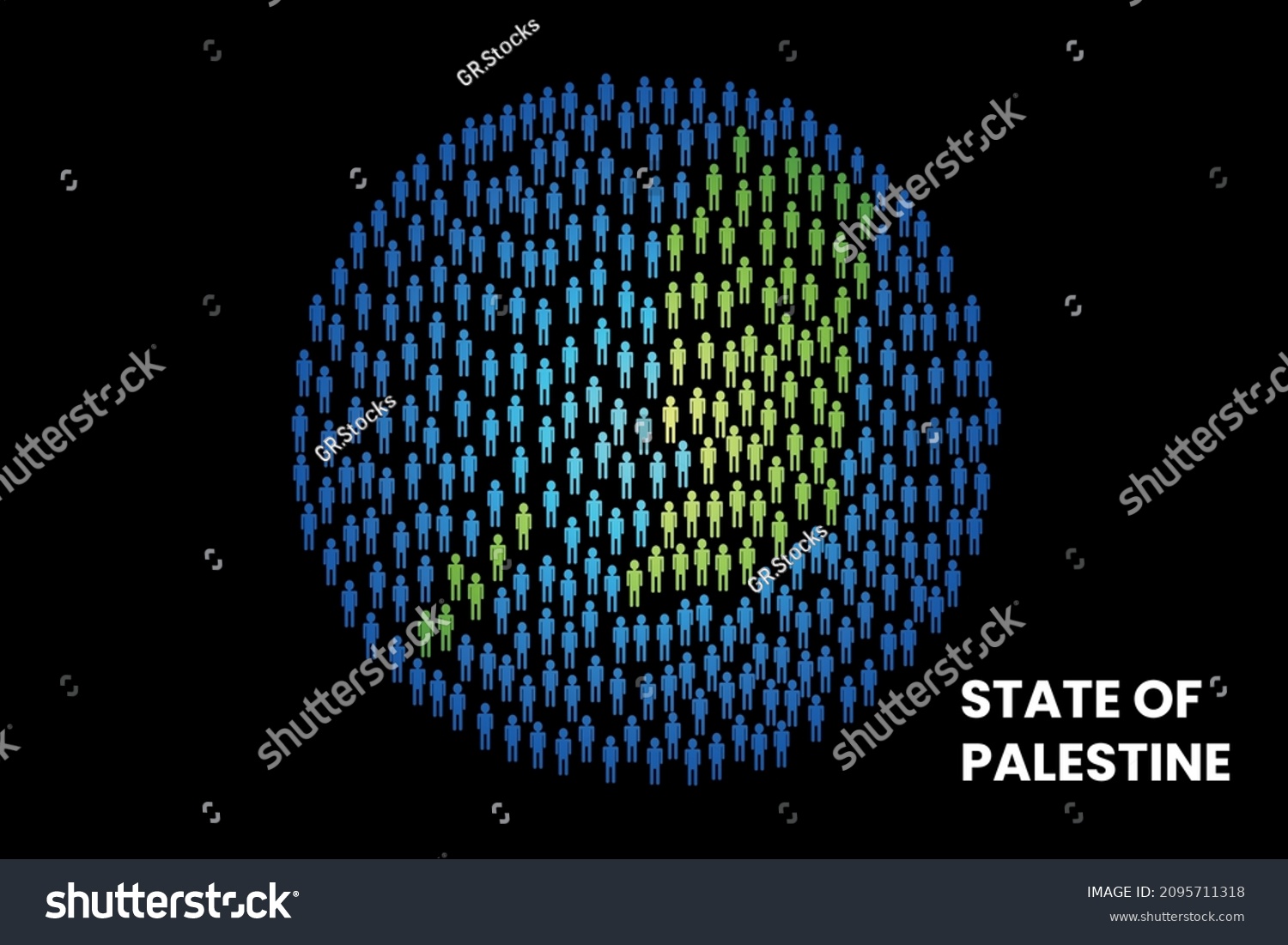 State Palestine Population People Map Globe Stock Vector (Royalty Free