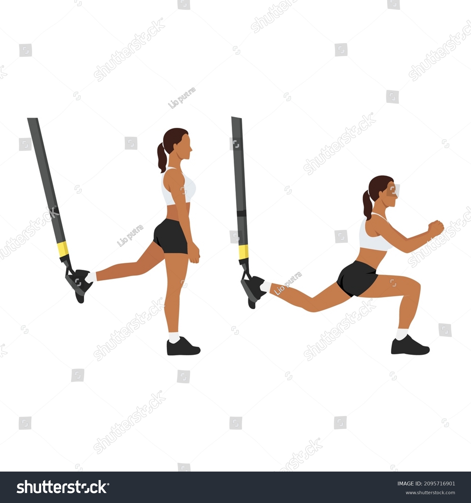 Woman Doing Trx Suspension Straps Suspended Stock Vector (Royalty Free ...