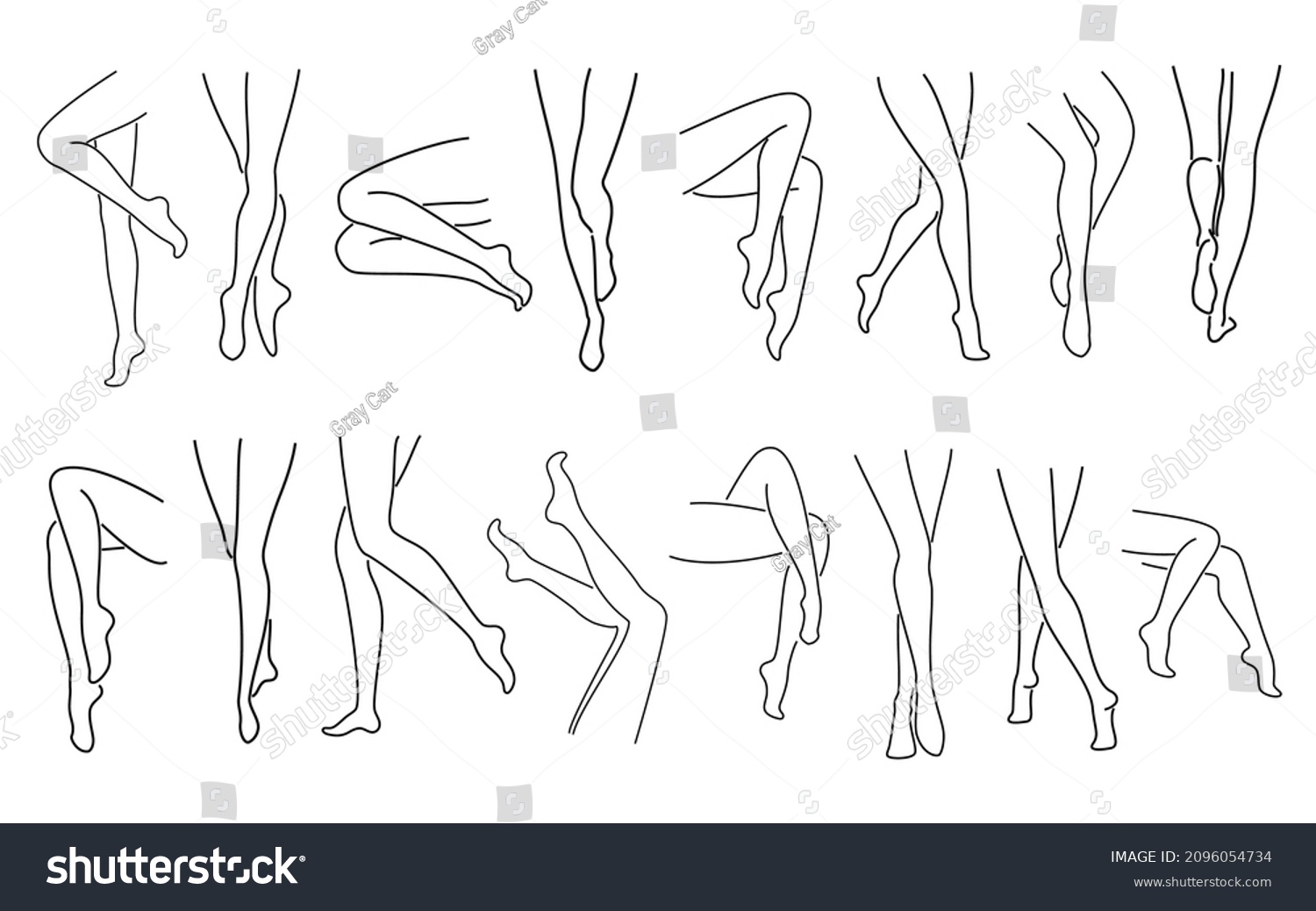 Collection Silhouettes Human Legs Leaves Modern Stock Vector (Royalty ...