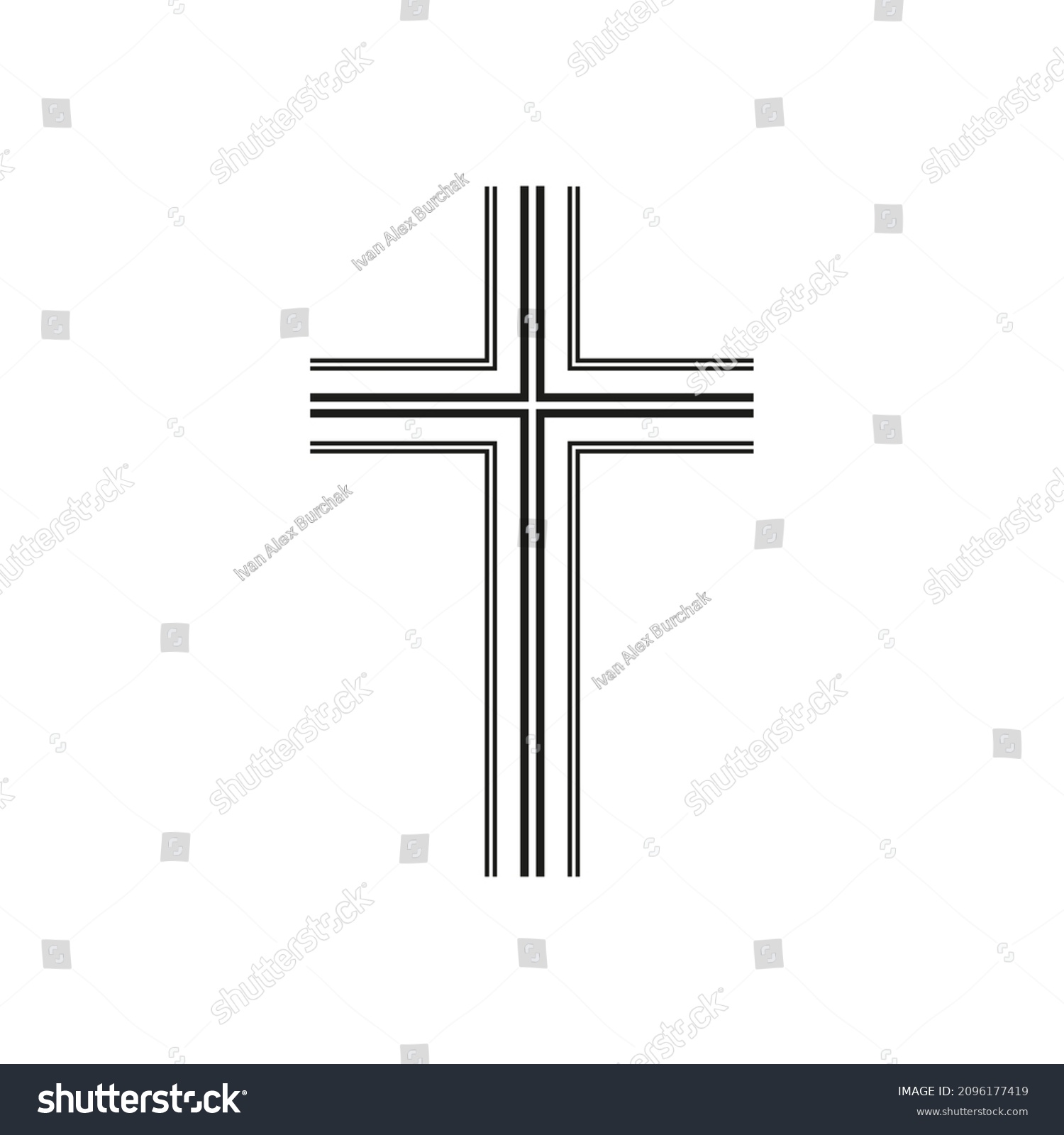 Line Art Christian Cross Icon Flat Stock Vector (Royalty Free ...