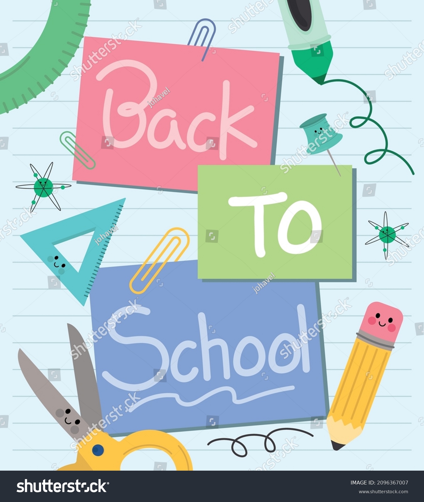 Back School Kawaii Design Background Stock Vector (Royalty Free ...