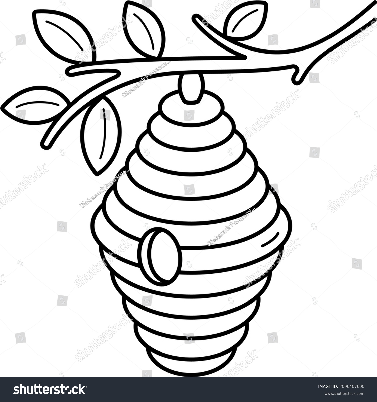 Bee Hive Vector Outline Illustration Stock Vector (Royalty Free ...