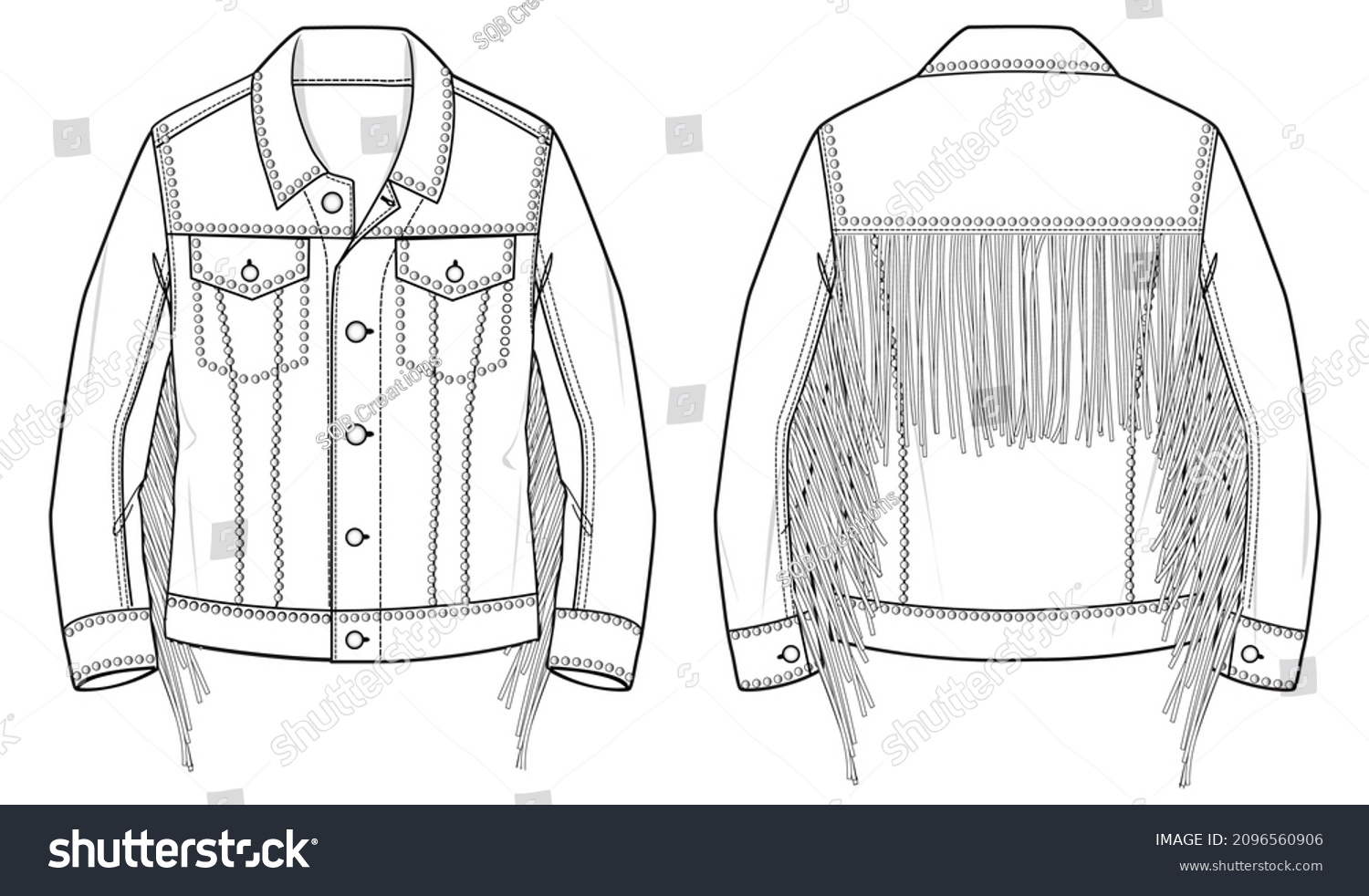 Технический эскиз джинсовой куртки