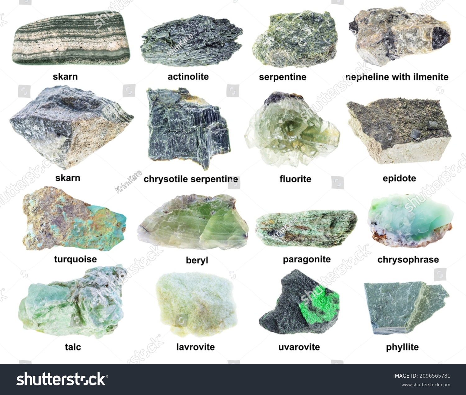 Set Various Rough Green Minerals Names Stock Photo 2096565781 ...