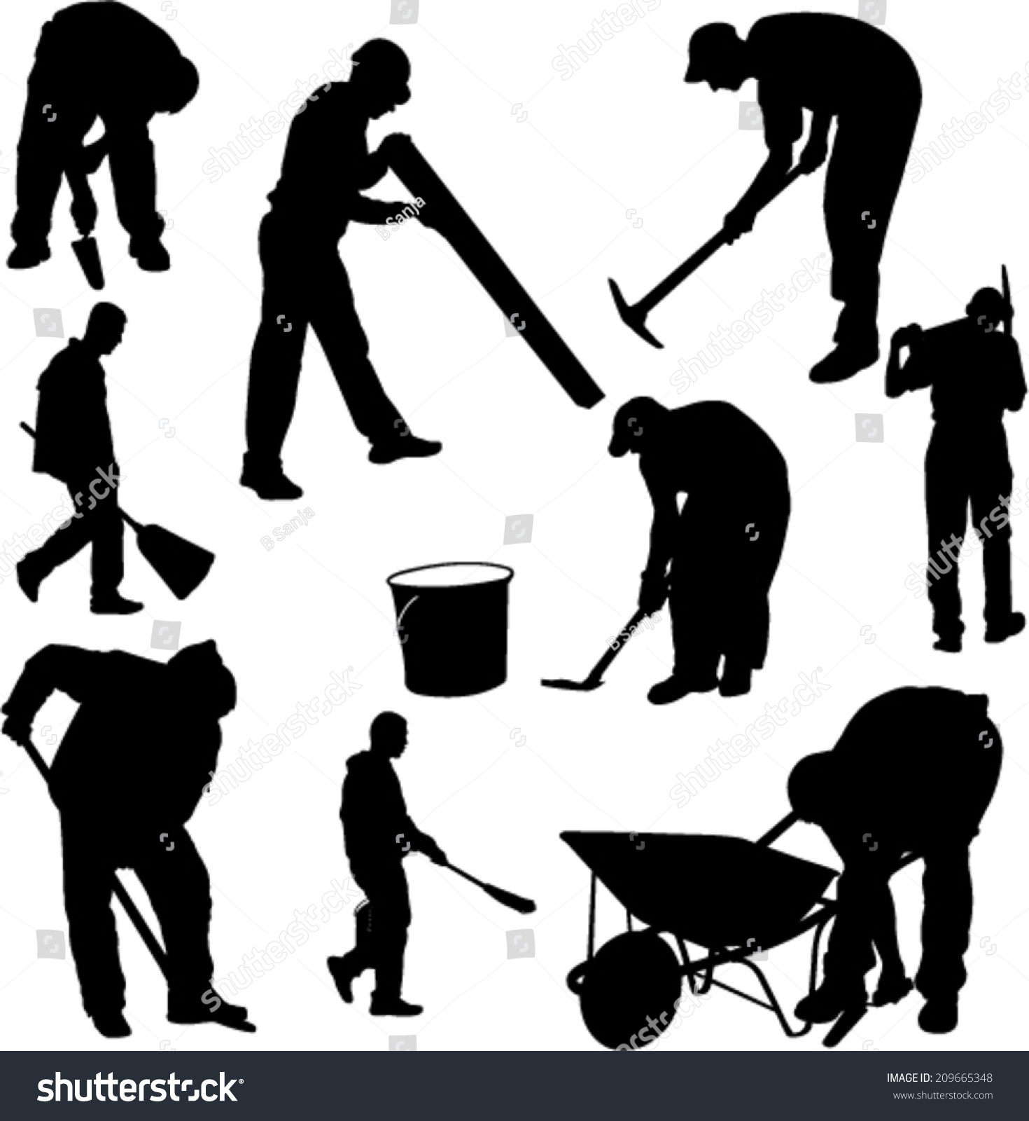 Workers Silhouettes Vector Stock Vector (Royalty Free) 209665348 ...