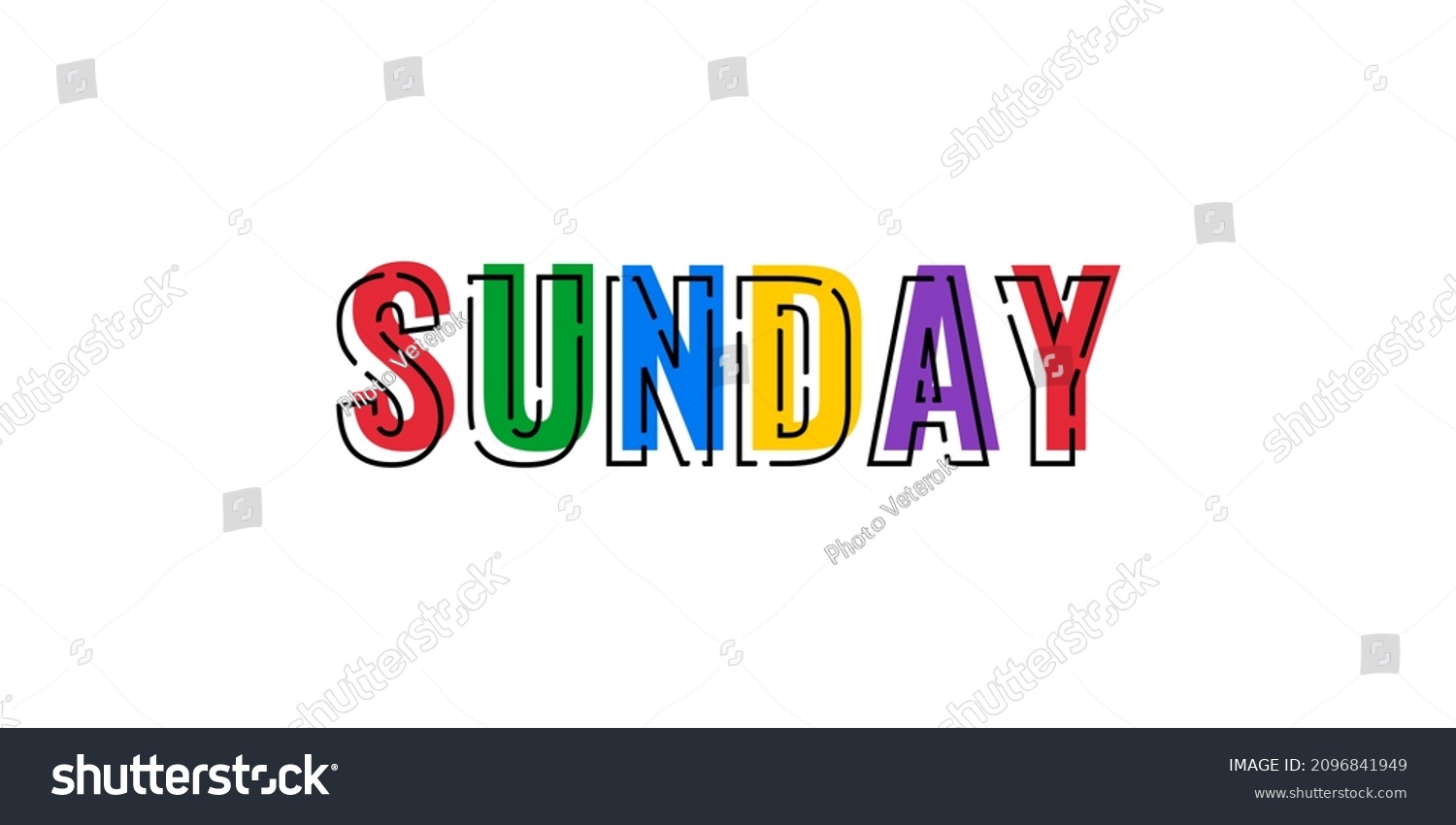 Colorful Cartoon Style Word Sunday Isolated Stock Vector (Royalty Free ...