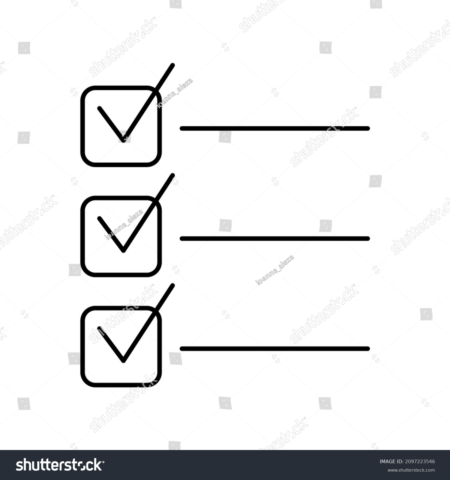 Schematic List Check Marks Simple Outline Stock Vector (Royalty Free ...