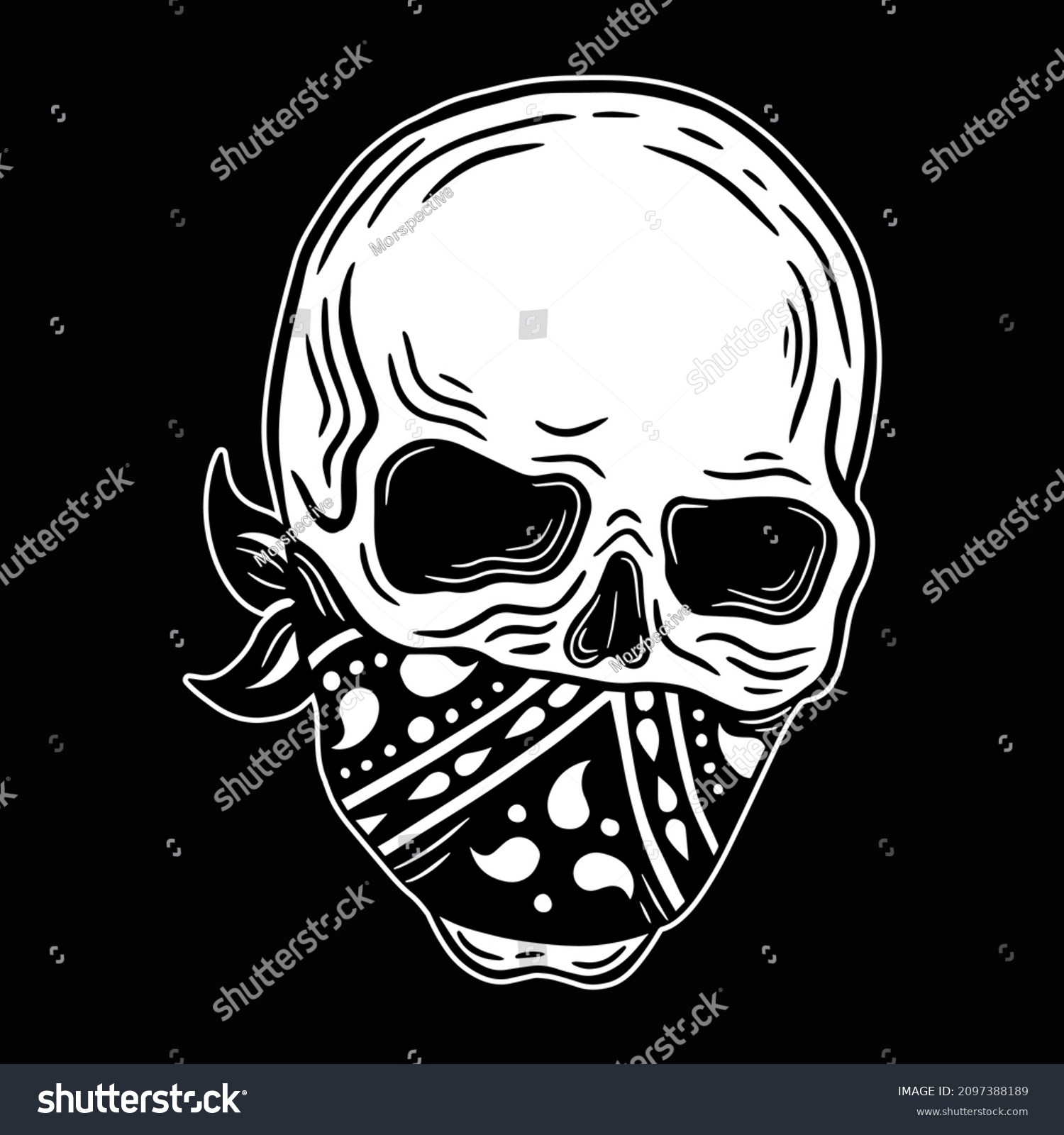 Skull Head Black White Hand Drawn Stock Vector (royalty Free 