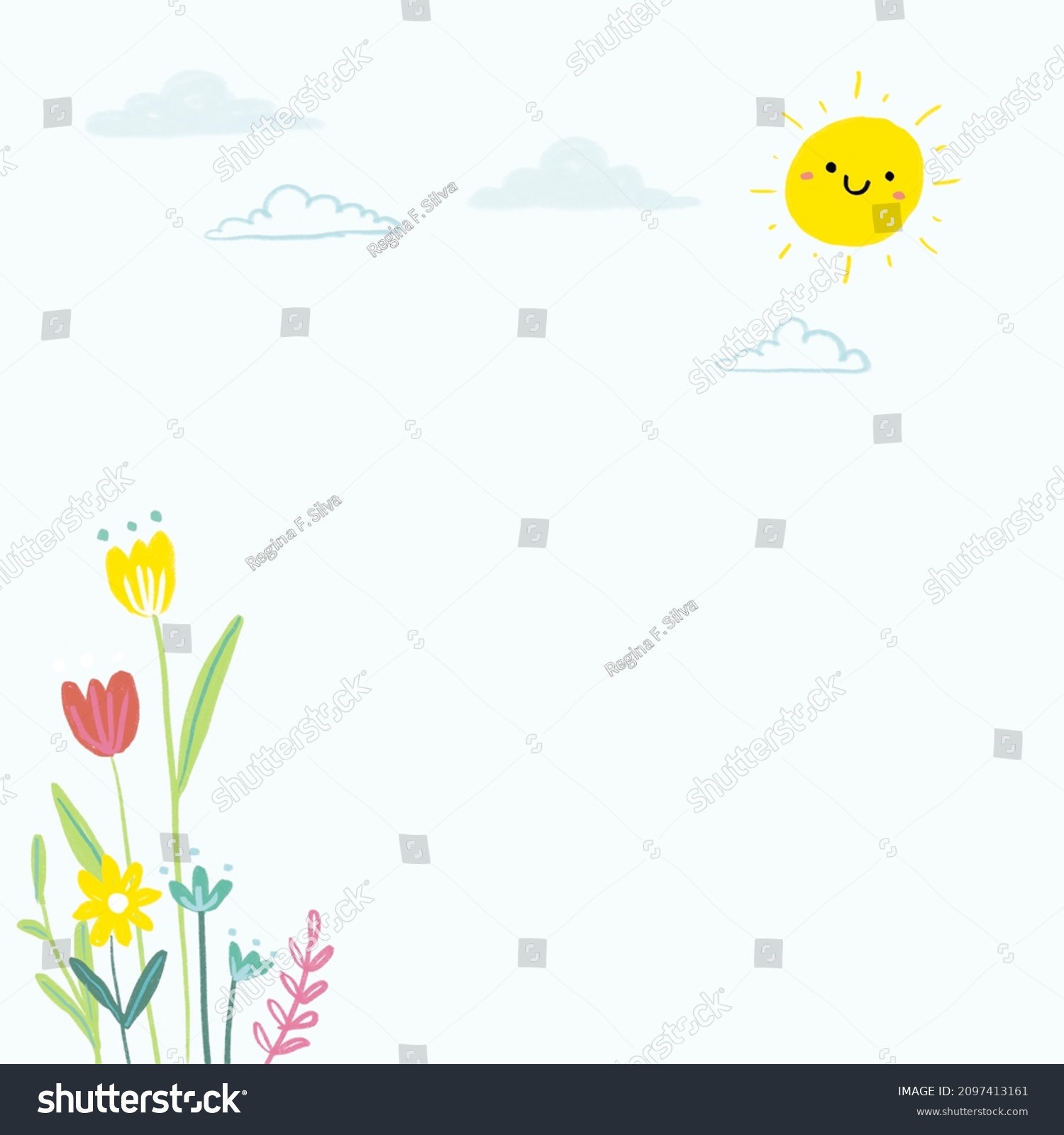 Happy Spring Background Sun Stock Illustration 2097413161 | Shutterstock