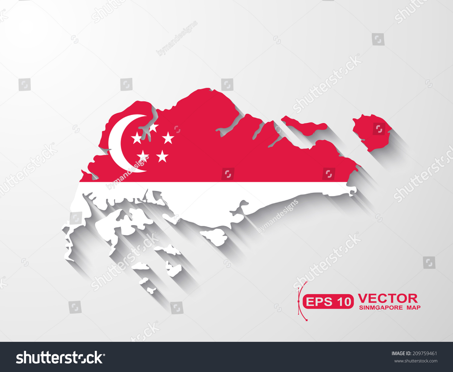 Singapore Map Shadow Effect Stock Vector (Royalty Free) 209759461 ...