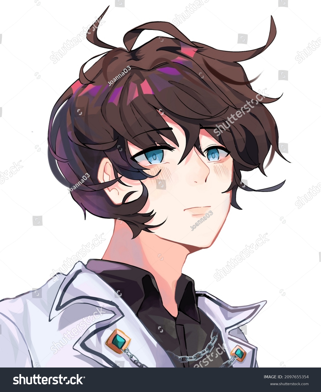 Anime Boy With Brown Hair And Blue Eyes
