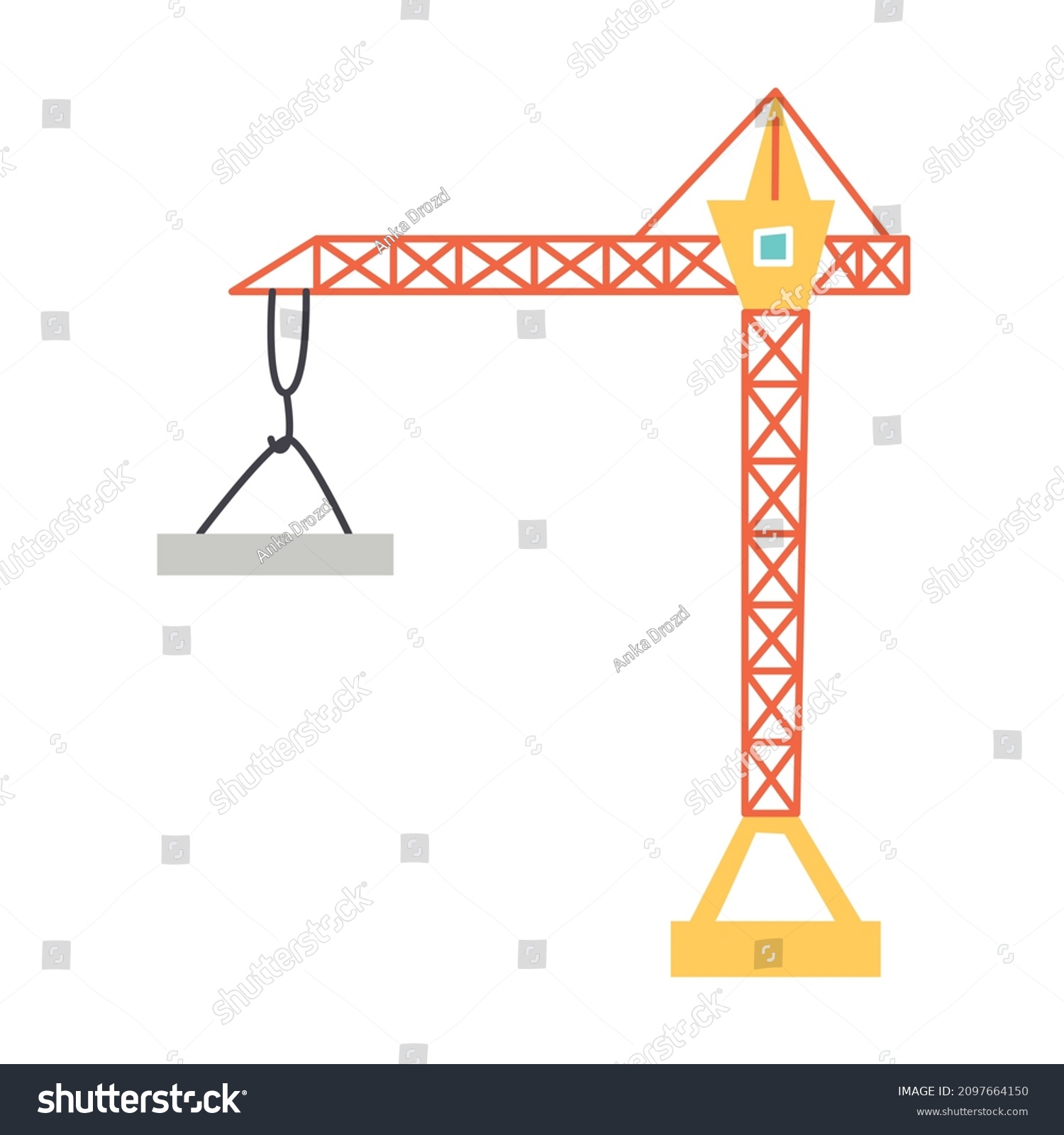 Vector Cartoon Transport Construction Crane Hand Stock Vector (Royalty ...