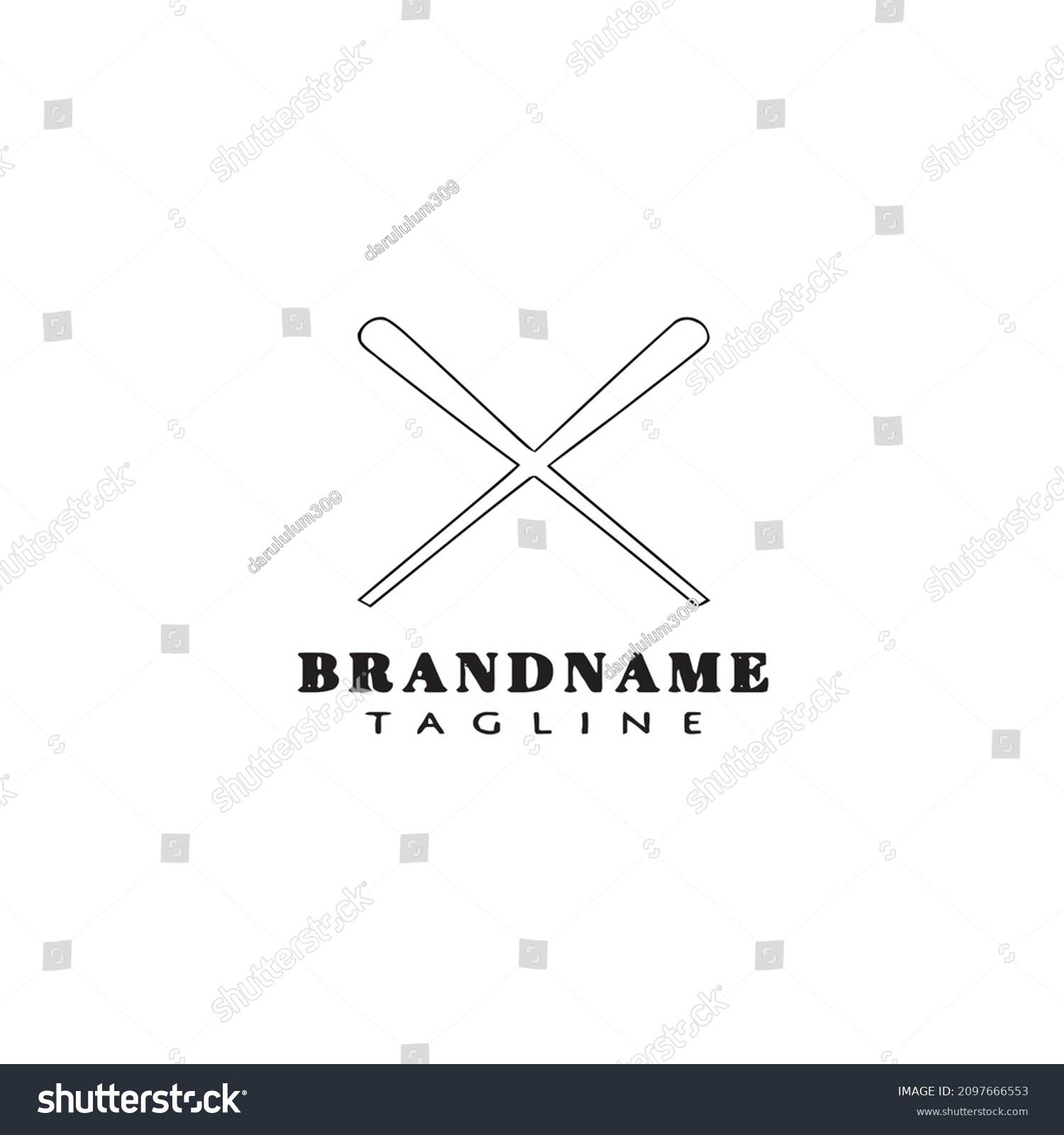 Crossed Baseball Bat Logo Cartoon Icon Stock Vector (Royalty Free ...