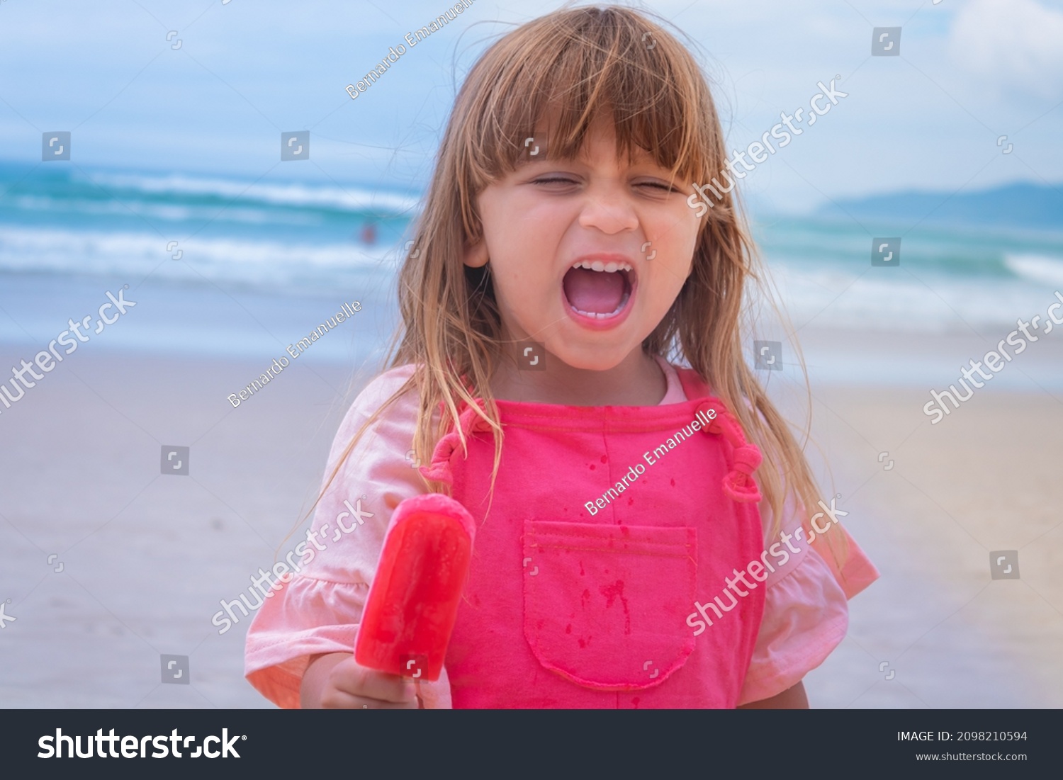 Adorable Little Caucasian Girl Popsicle On Stock Photo 2098210594 ...