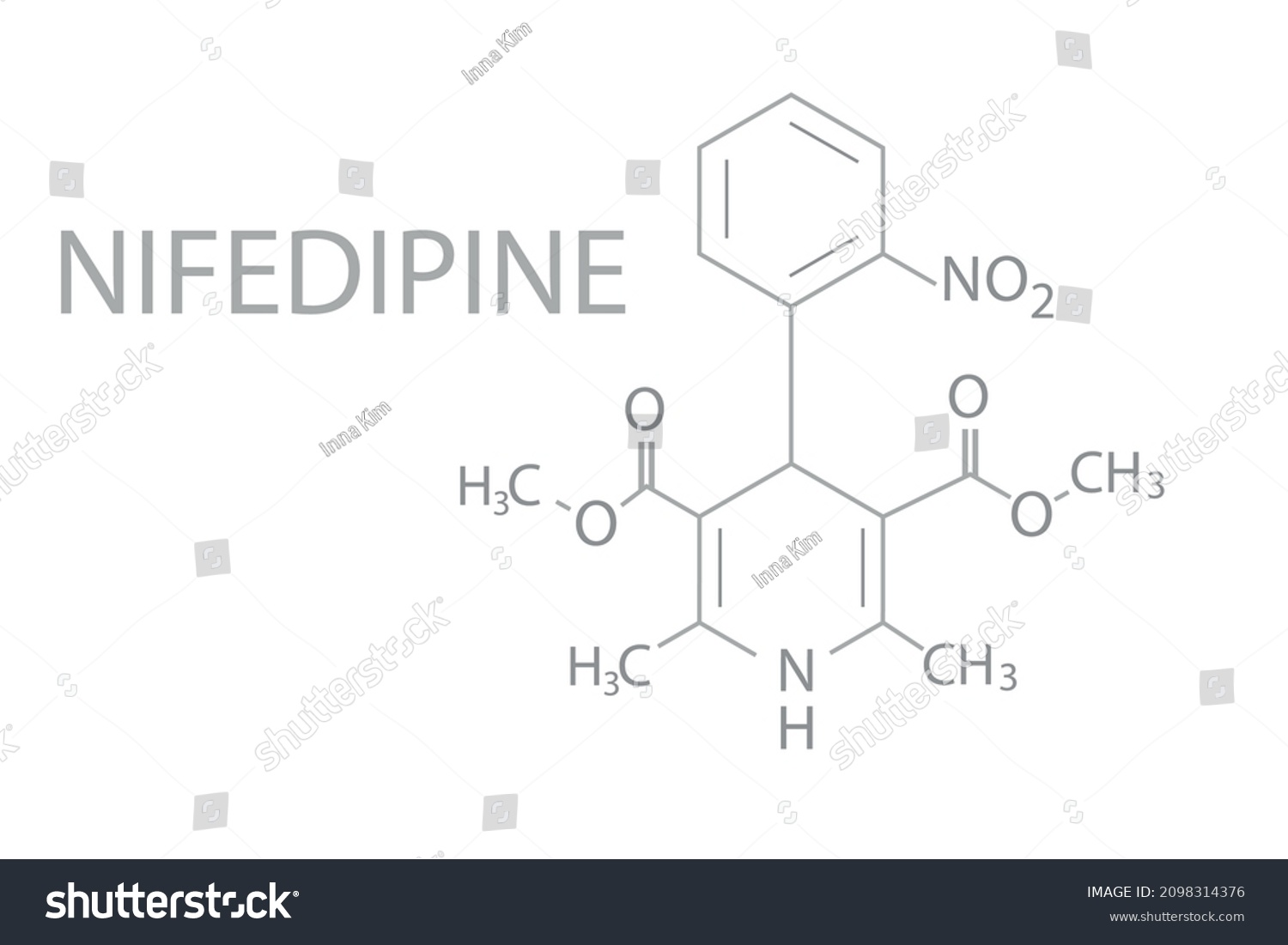 Nifedipine Molecular Skeletal Chemical Formula Stock Vector (Royalty ...