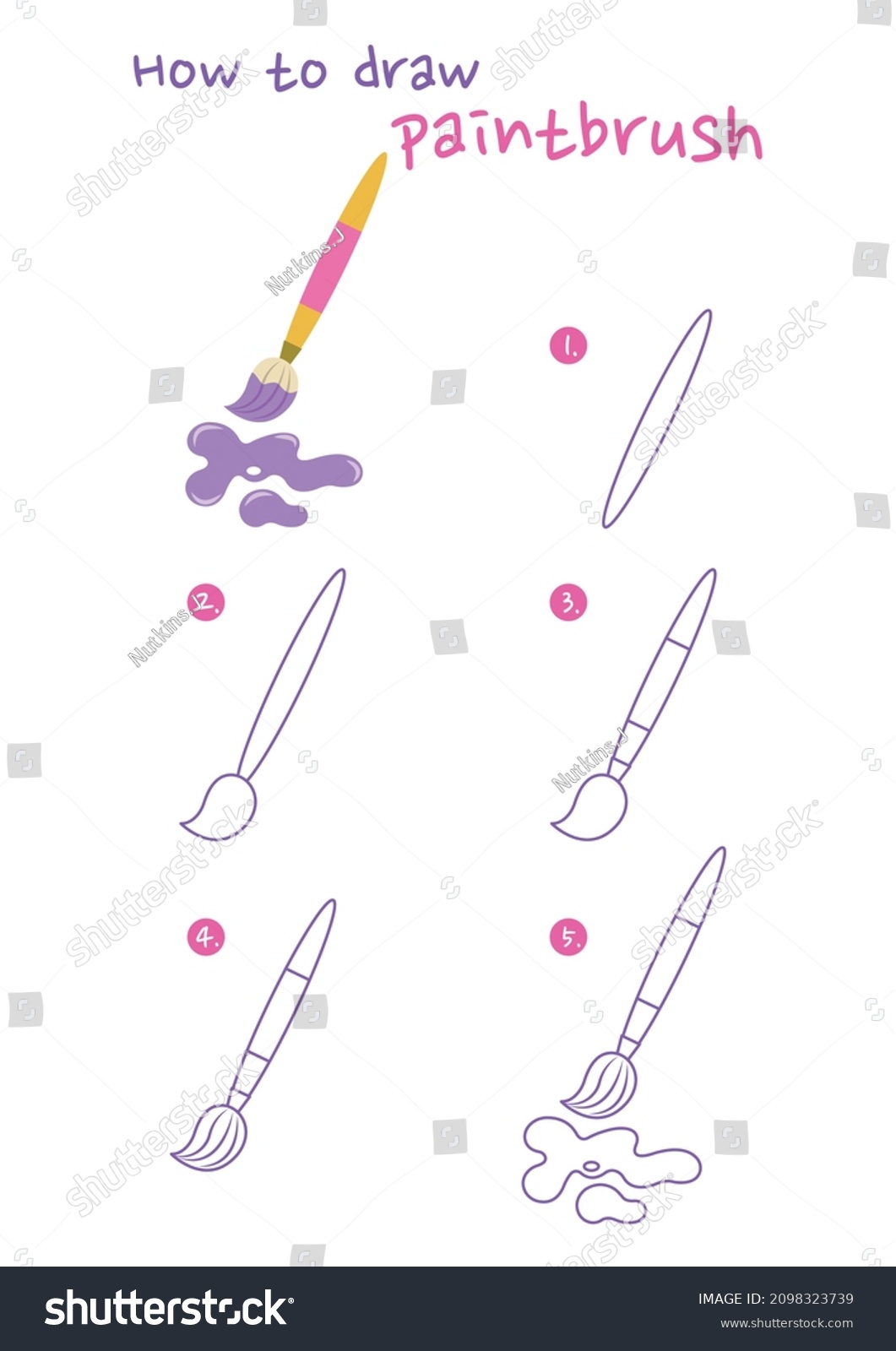 How Draw Paintbrush Vector Illustration Draw Stock Vector (Royalty Free ...