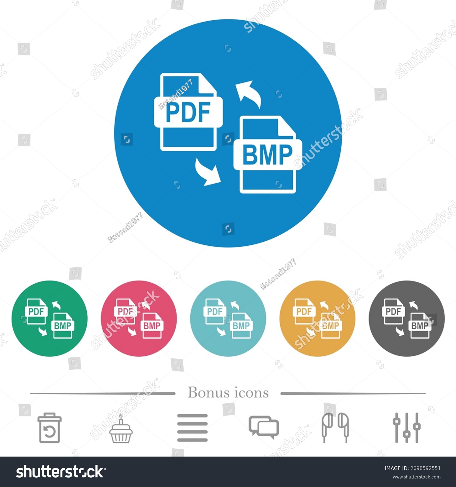 Pdf Bmp File Conversion Flat White Stock Vector (Royalty Free ...