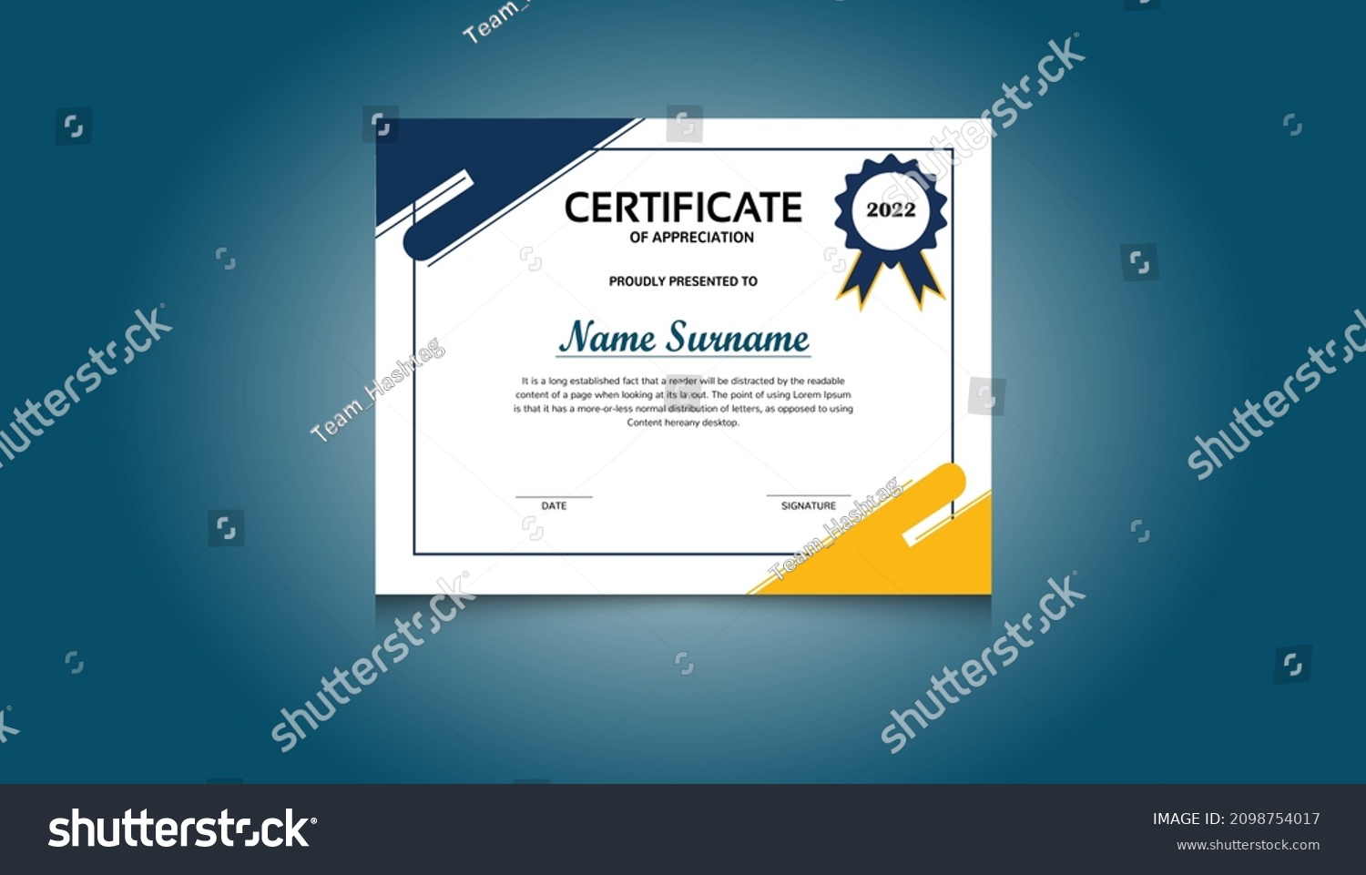 Modern Award Certificate Design Certificate Achievement Stock Vector ...