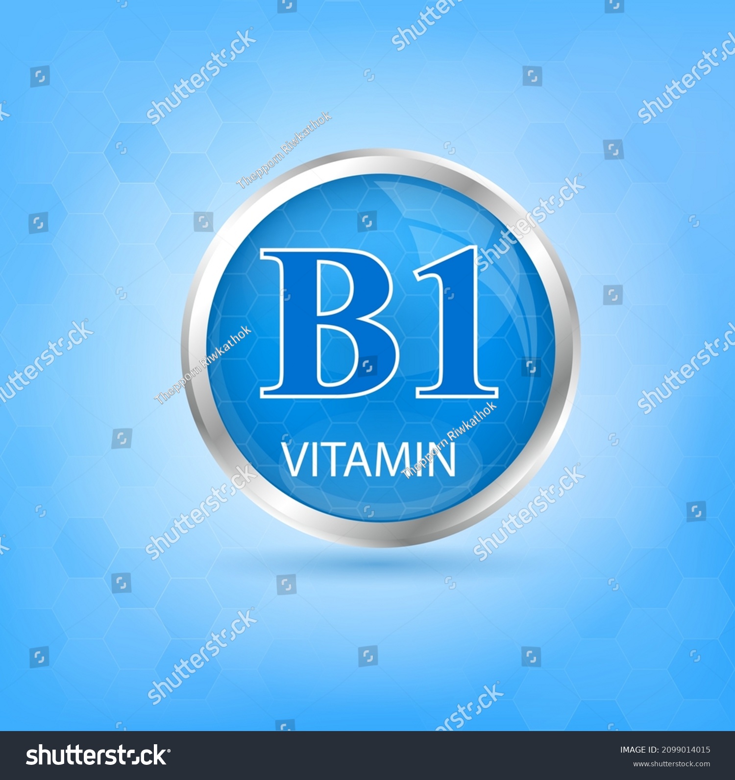 Vitamin B1 Icon Structure Blue Substance Stock Vector (Royalty Free ...