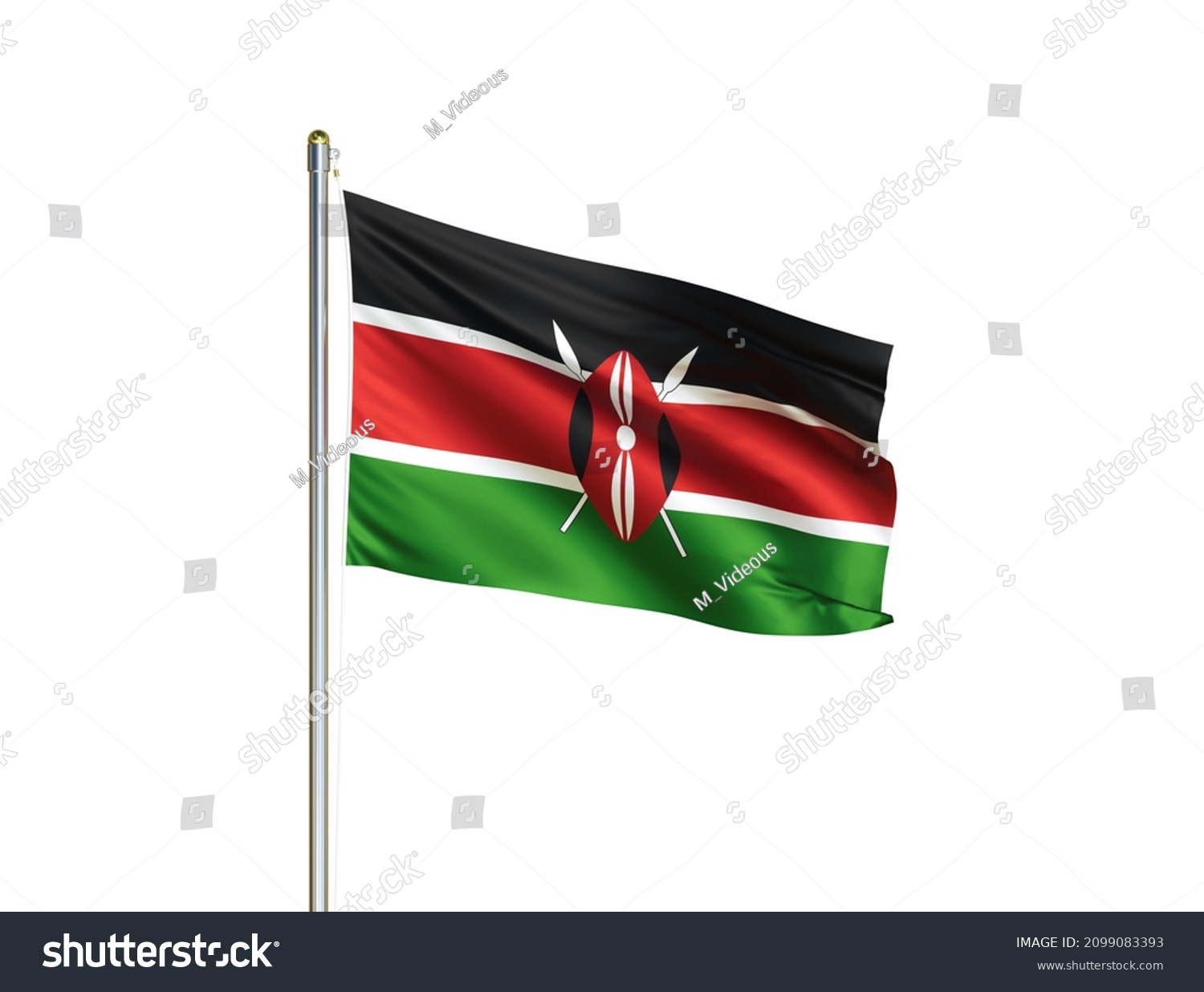 Kenya Flag Waving On Isolated Background Stock Illustration 2099083393 ...