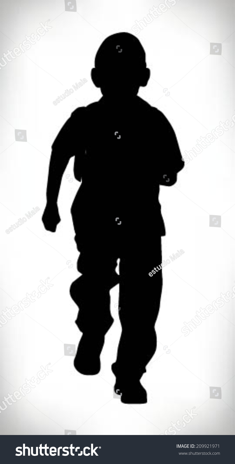 Silhouette Child Running School Uniform Boy Stock Vector (Royalty Free ...