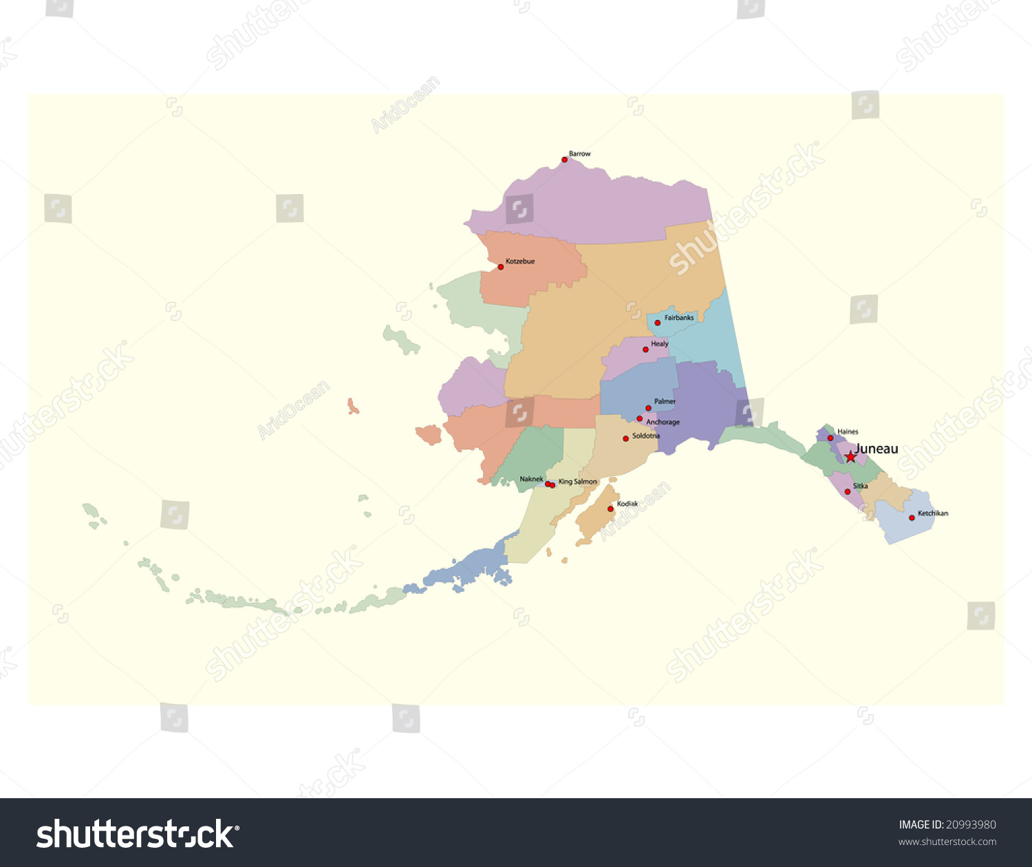 Alaska Boroughs Vector Map Borough Seats Stock Vector (Royalty Free ...