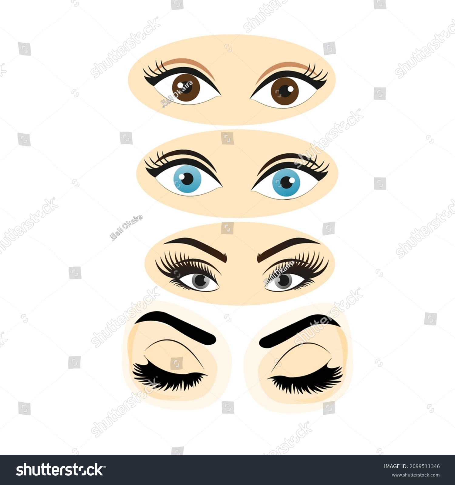 Female Eyes Eyebrows Vector Elements Stock Vector Royalty Free