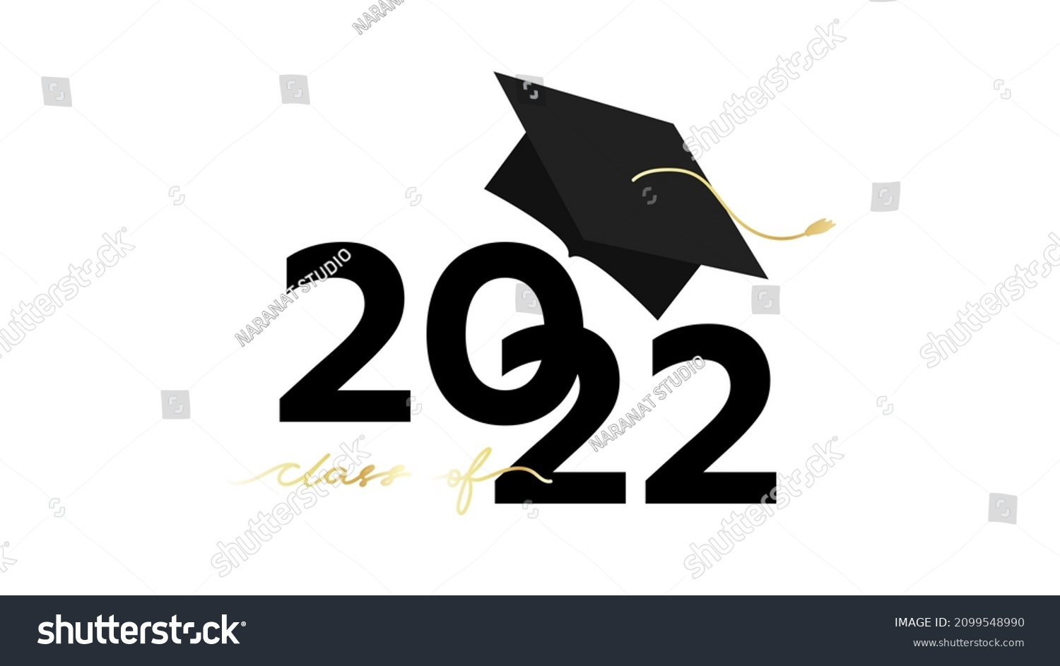 Class 2022 Graduation Cap Congratulations Isolated Stock Vector ...