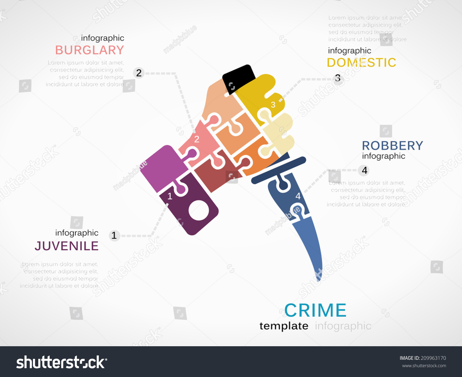 Vector Crime Infographics Illustration Made Out Stock Vector (Royalty ...