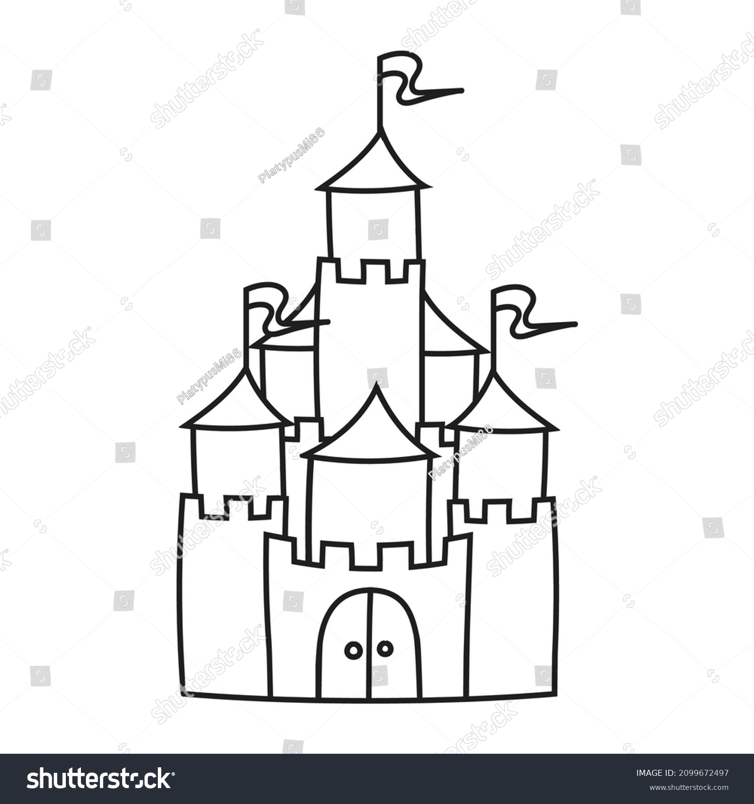 Fairytale Castle Coloring Book Page Kids Stock Vector (Royalty Free ...