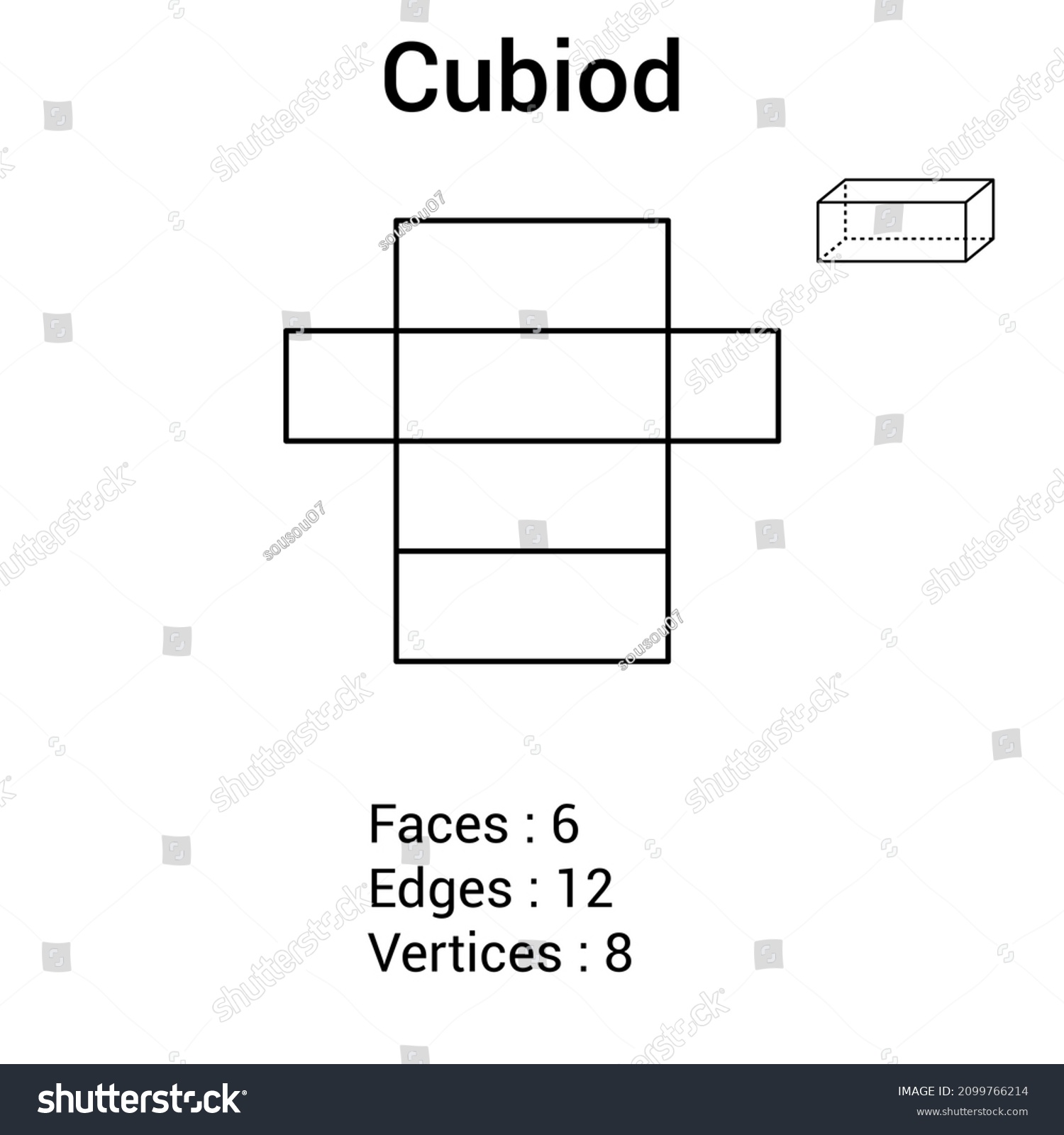 Geometry Net Cuboid 3d Solid Shape Stock Vector (Royalty Free ...