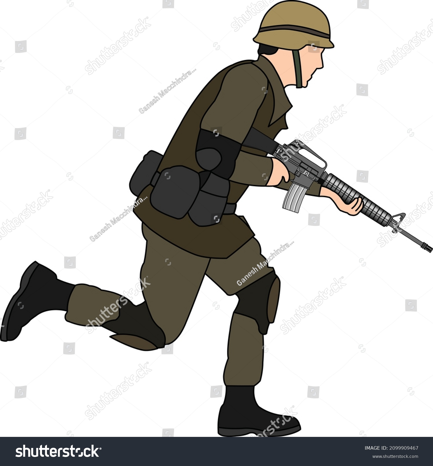 Illustration Army Soldier Holding Gun Nation Stock Vector (Royalty Free ...