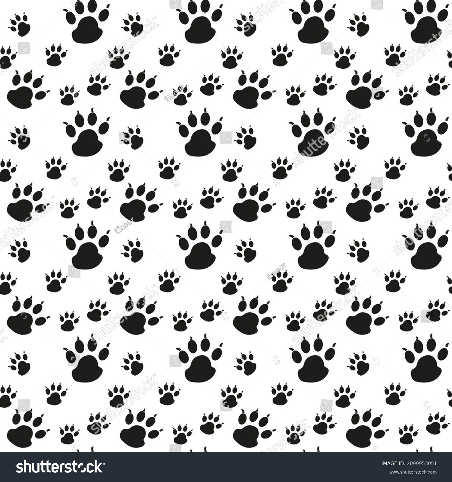 Dog Paw Print Seamless Pattern On Stock Vector (royalty Free 