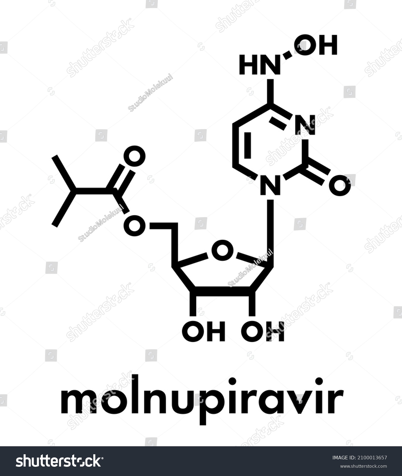 Molnupiravir Antiviral Drug Molecule Skeletal Formula Stock Vector ...