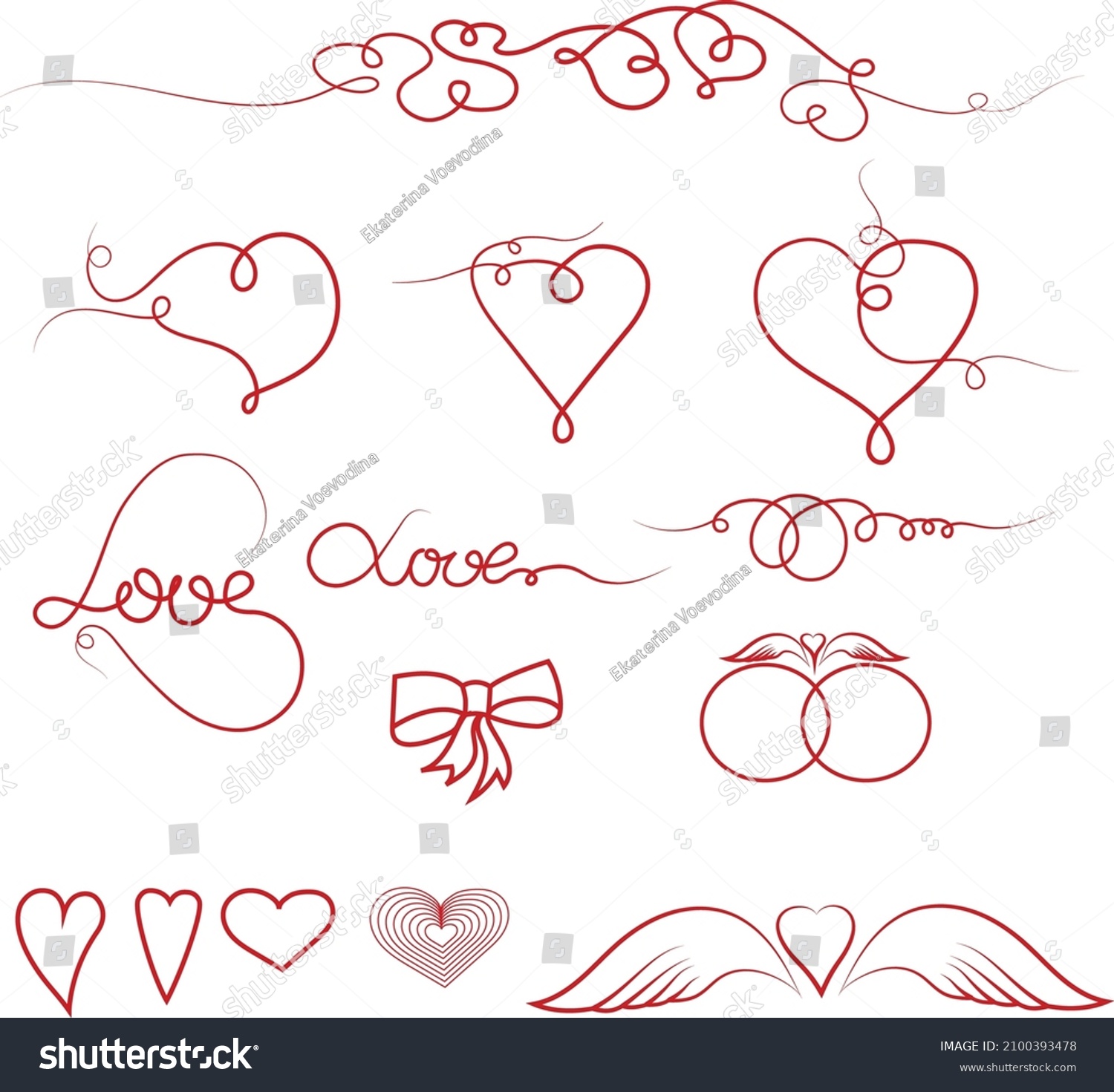 Sketch Love Sign Shape Isolated On Stock Vector (Royalty Free ...