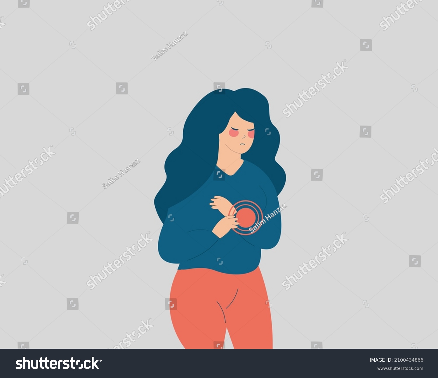 Young Woman Holds Her Hands Suffers Stock Vector (Royalty Free ...