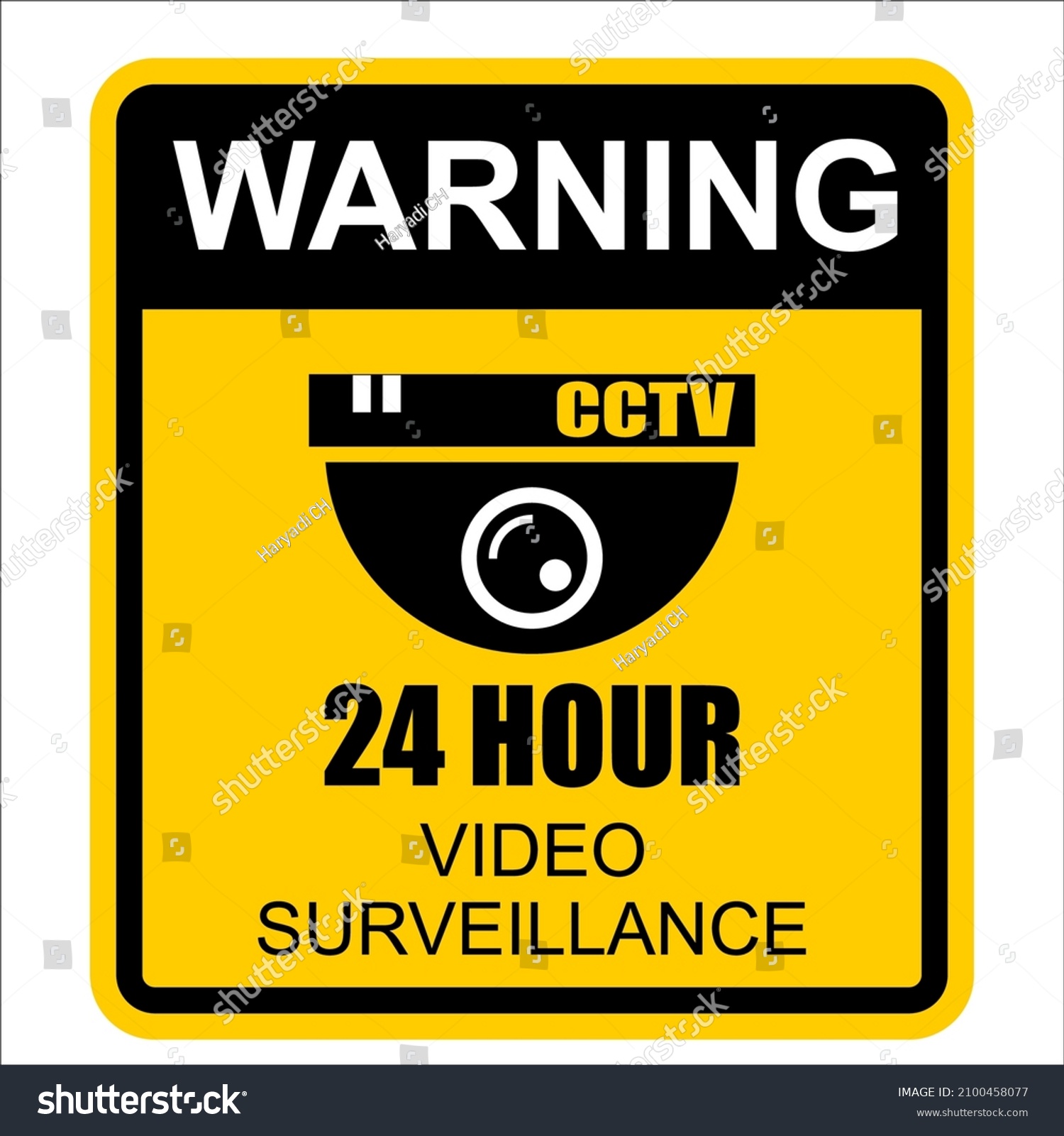 Warning Cctv 24 Hour Video Surveillance Stock Vector (Royalty Free ...