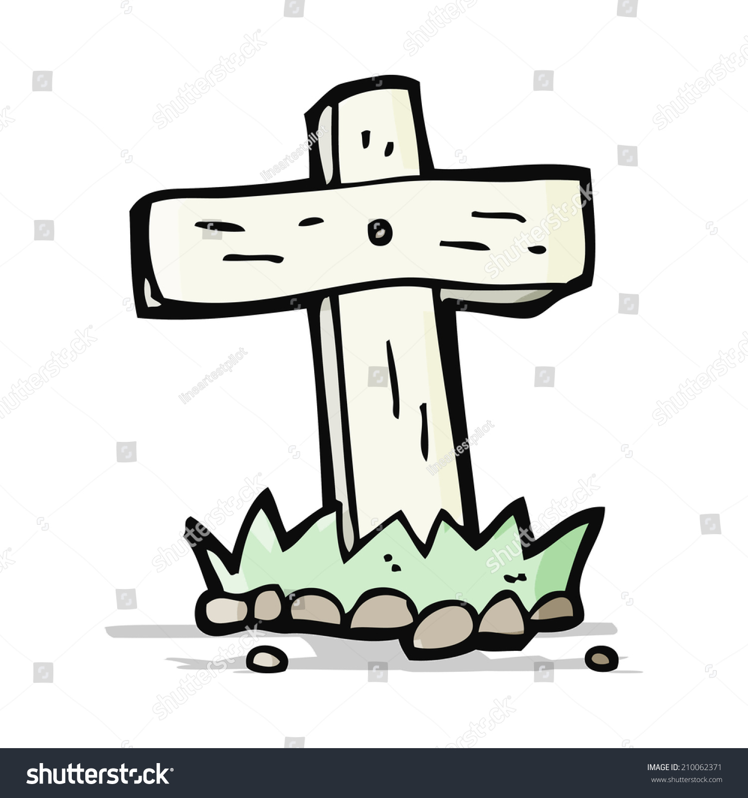 Cartoon Wooden Cross Grave Stock Illustration 210062371 