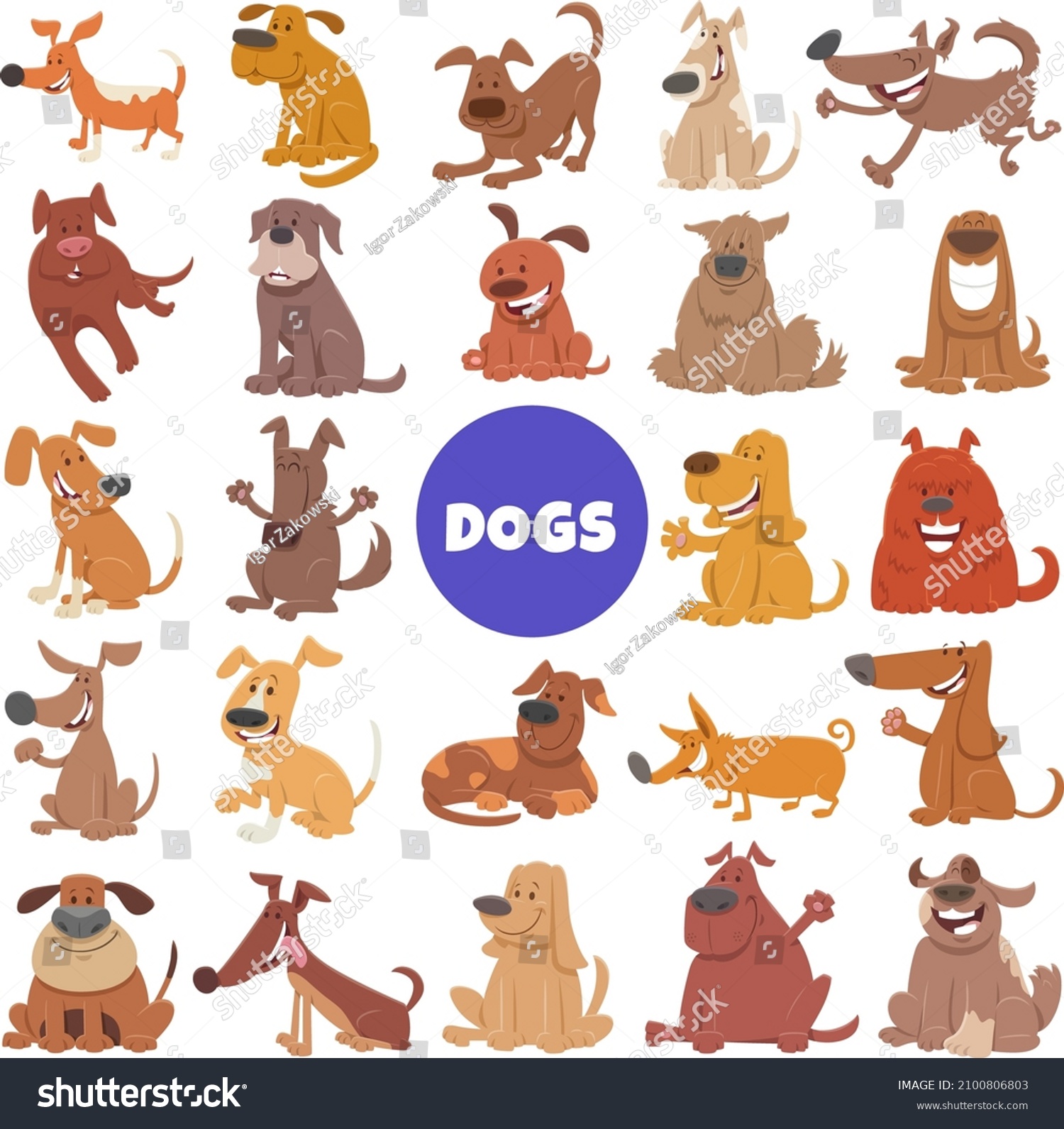 Cartoon Illustration Dogs Puppies Animal Characters Stock Vector ...