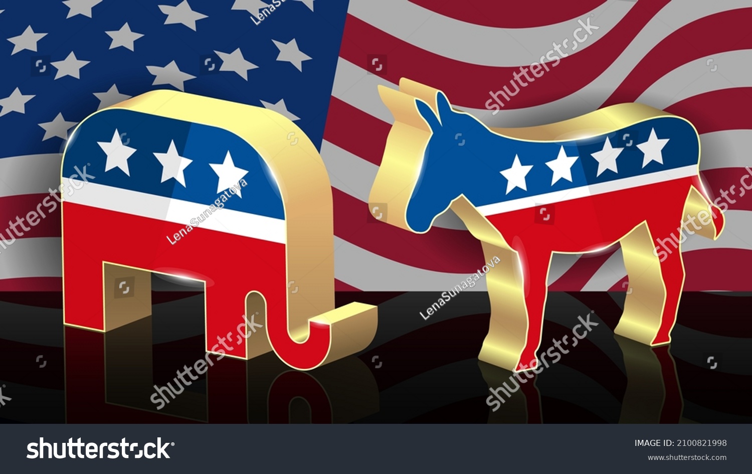 Elephant Donkey Silhouette Facing Off American Stock Vector (Royalty ...