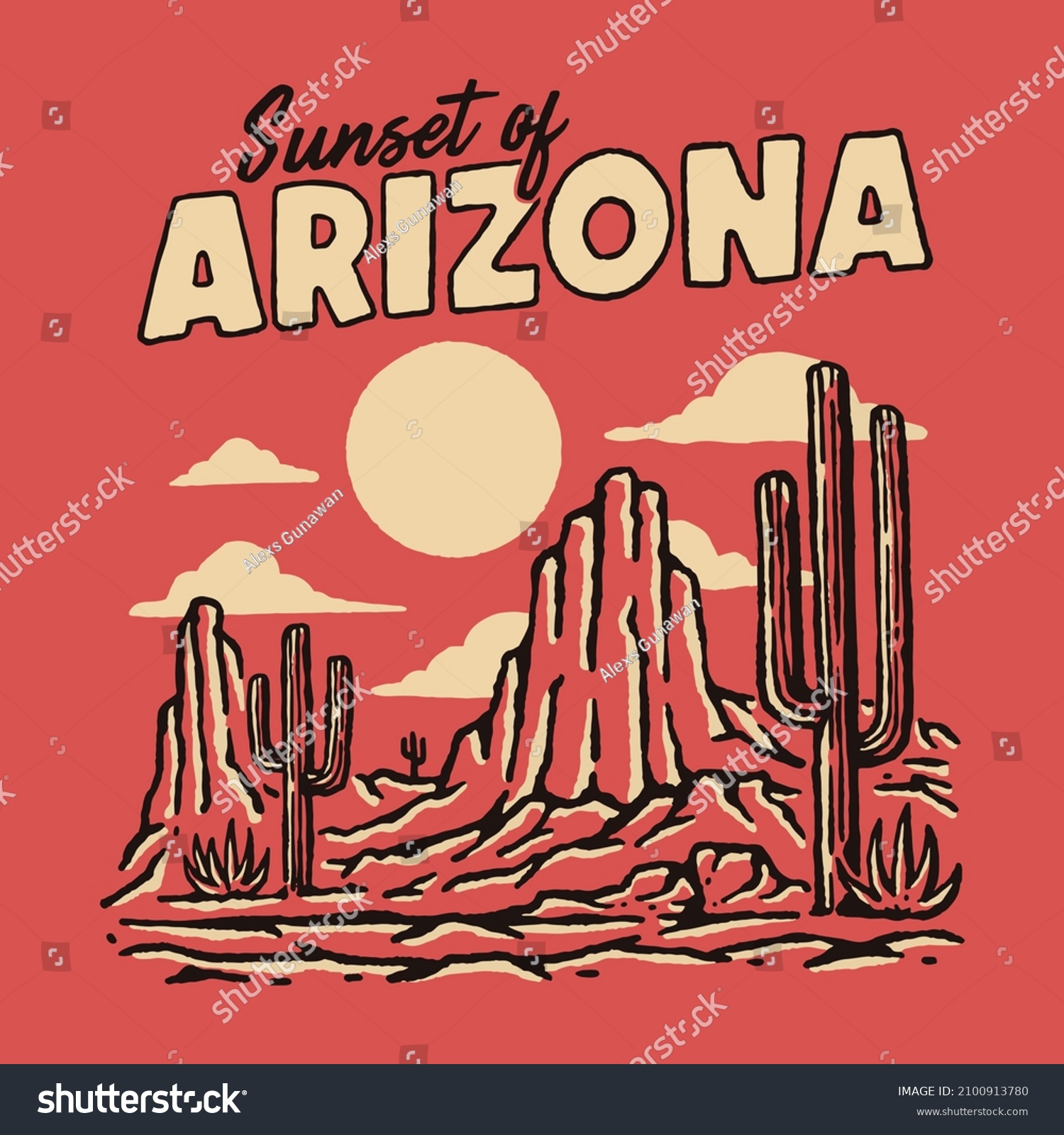 Illustration Sunset Arizona Desert Stock Vector (Royalty Free ...