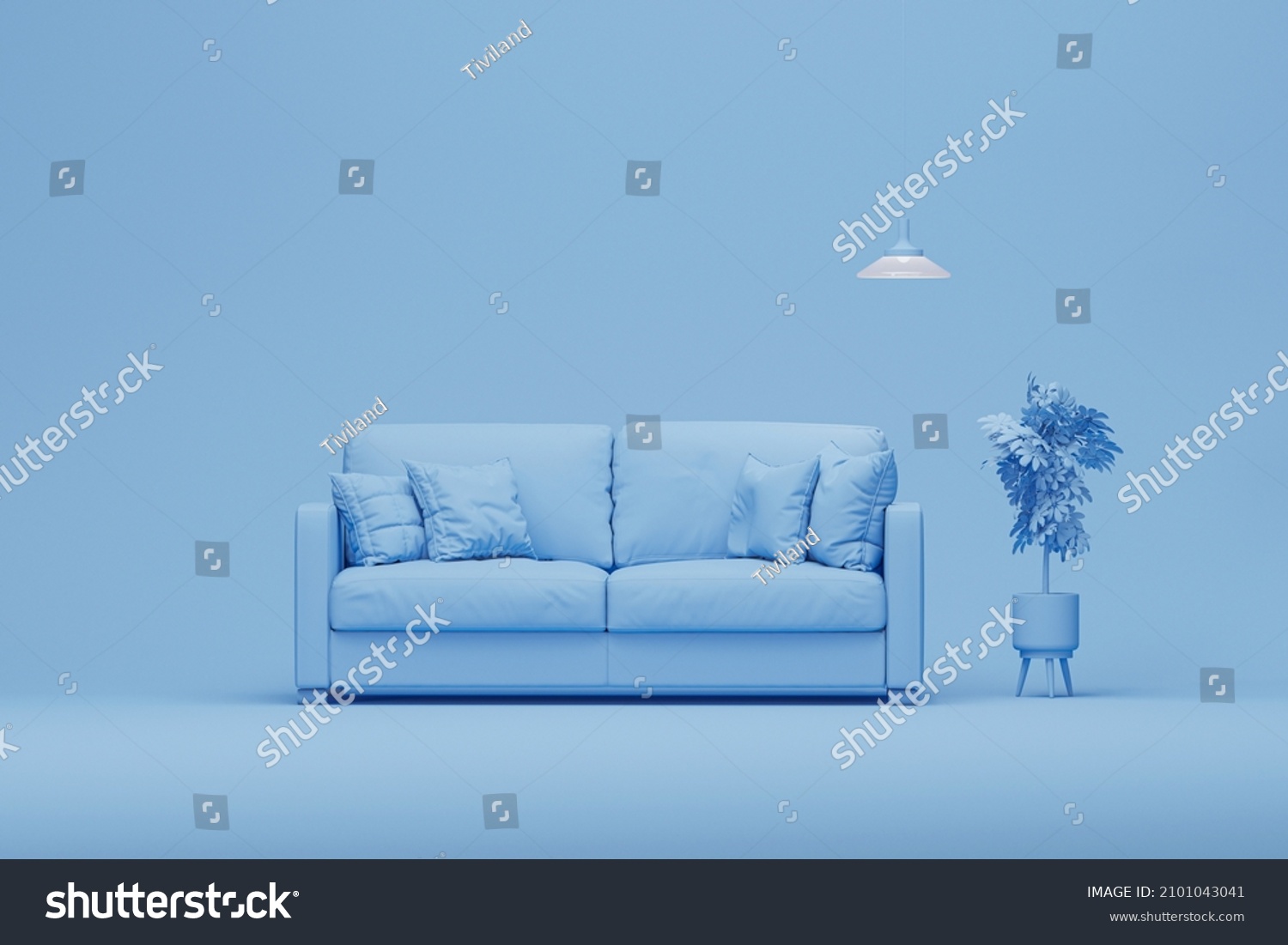 Interior Room Plain Monochrome Pastel Blue Stock Illustration ...