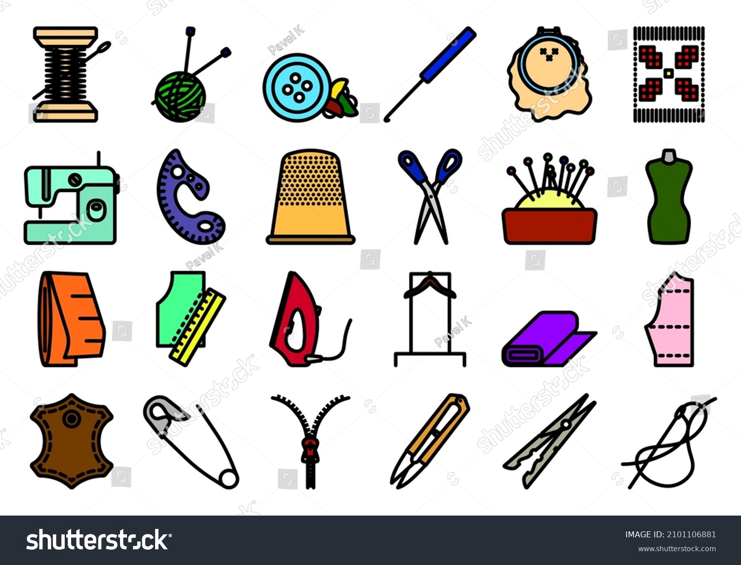 Sewing Icon Set Editable Bold Outline Stock Vector Royalty Free 2101106881 Shutterstock 2557