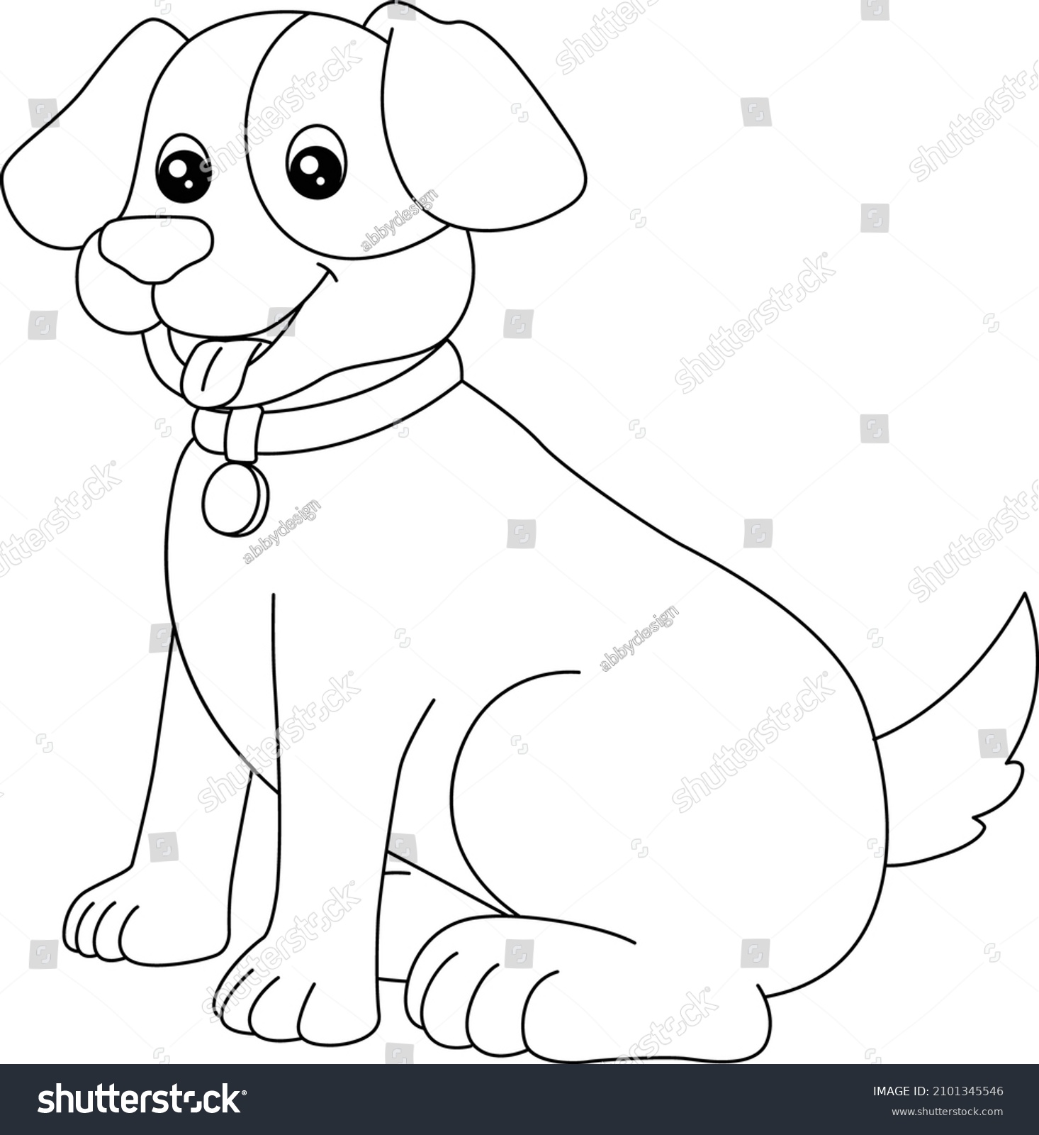 Dog Coloring Page Isolated Kids Stock Vector (Royalty Free) 2101345546 ...